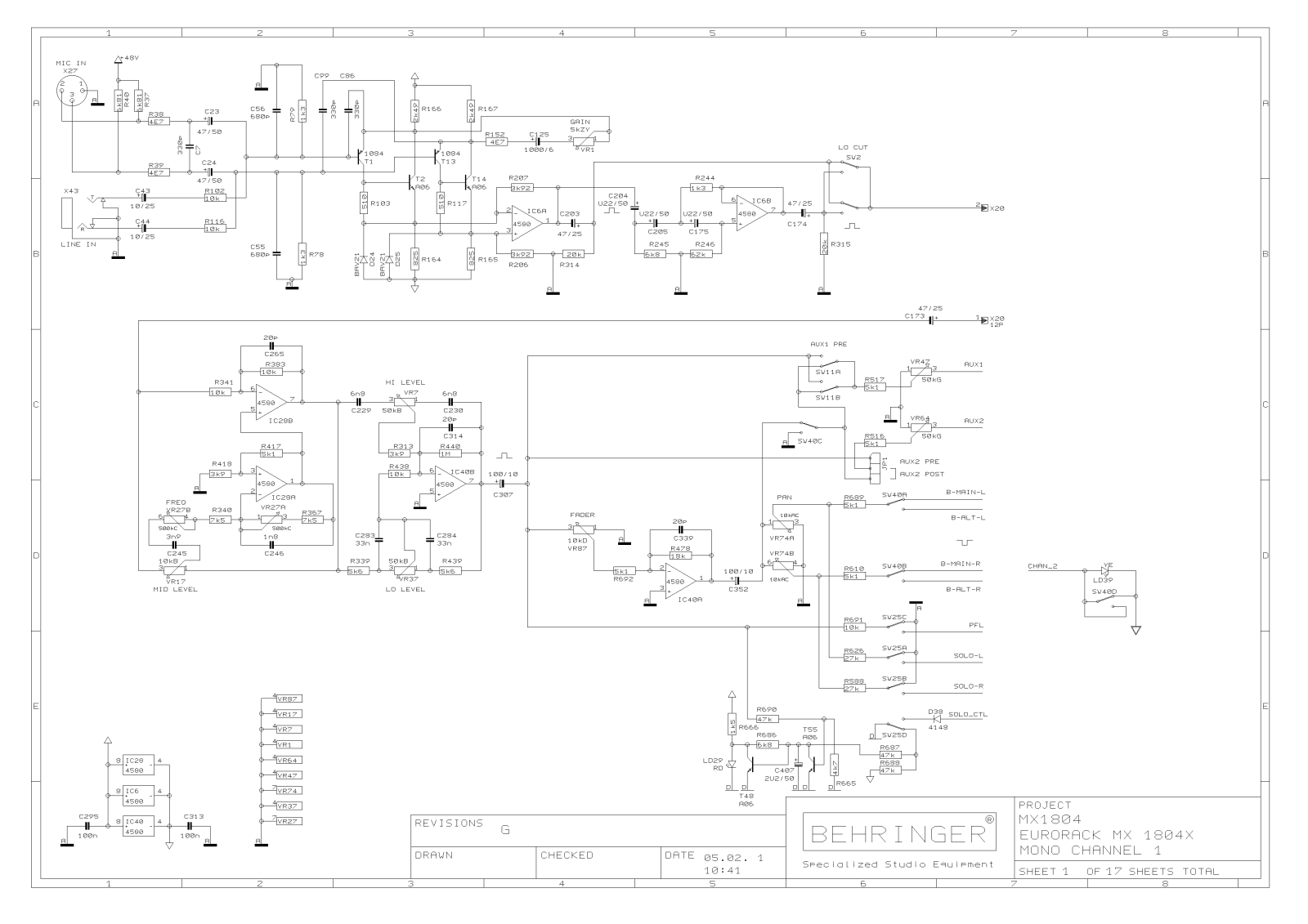 Behringer MX-1804X Schematic