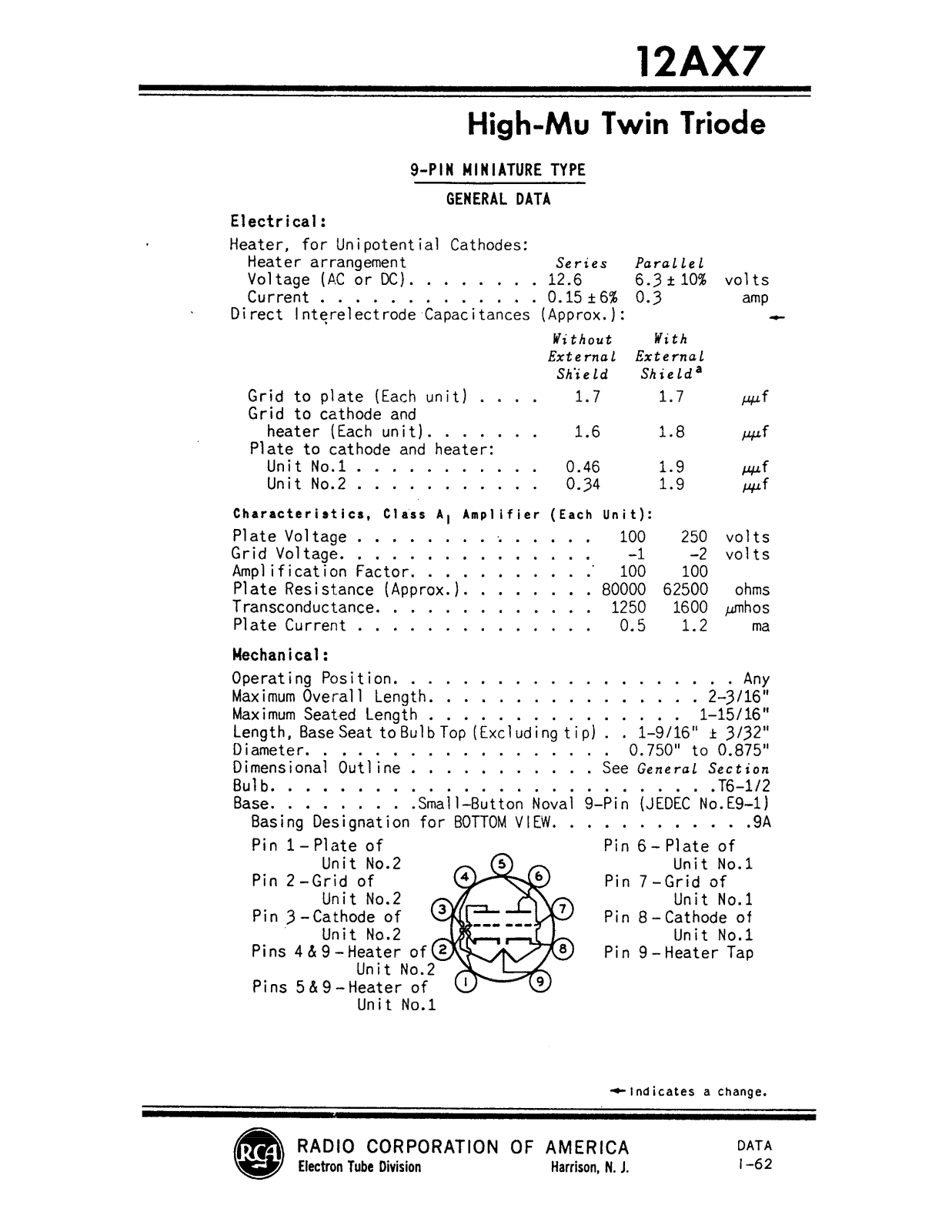 rca 12ax7 DATASHEETS