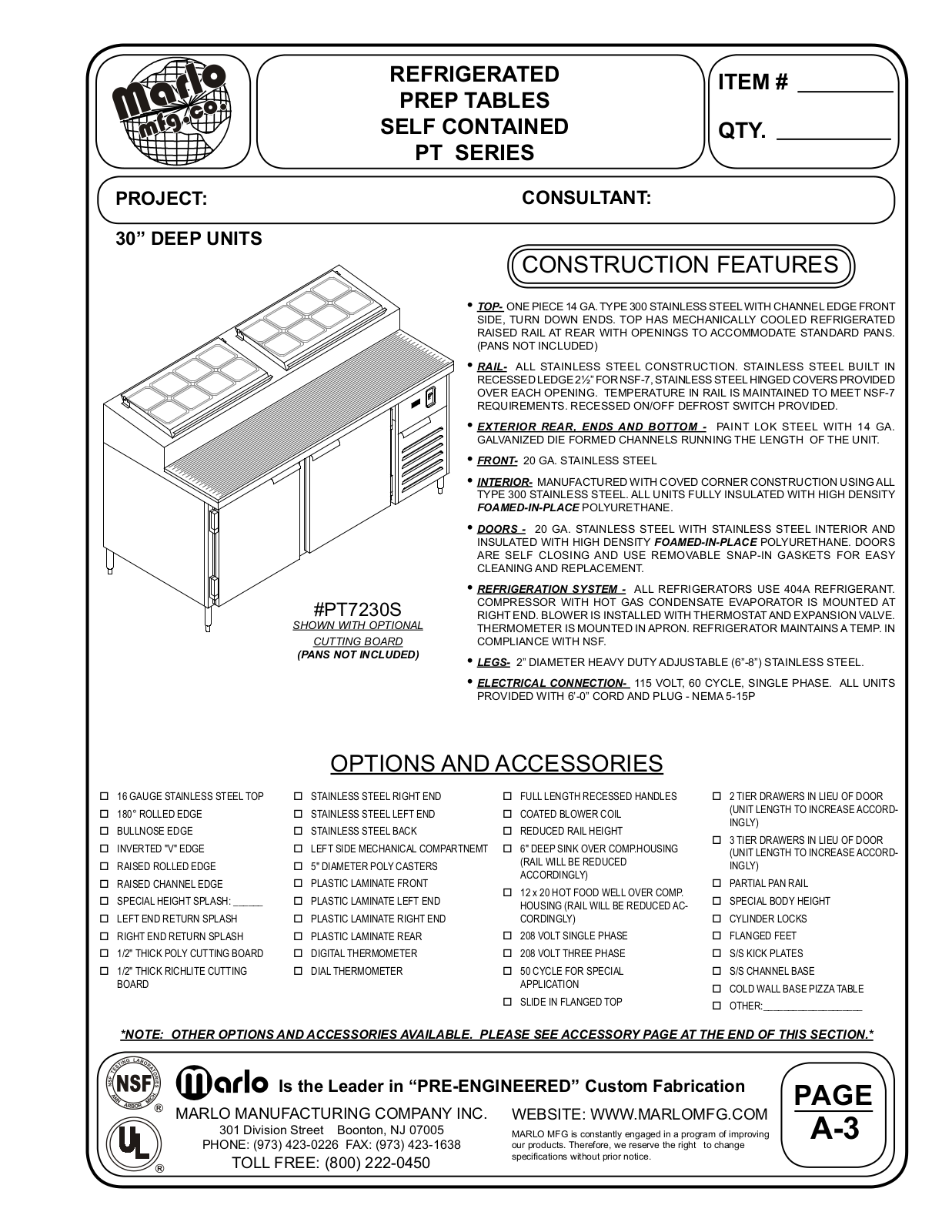 Marlo PT10330S User Manual