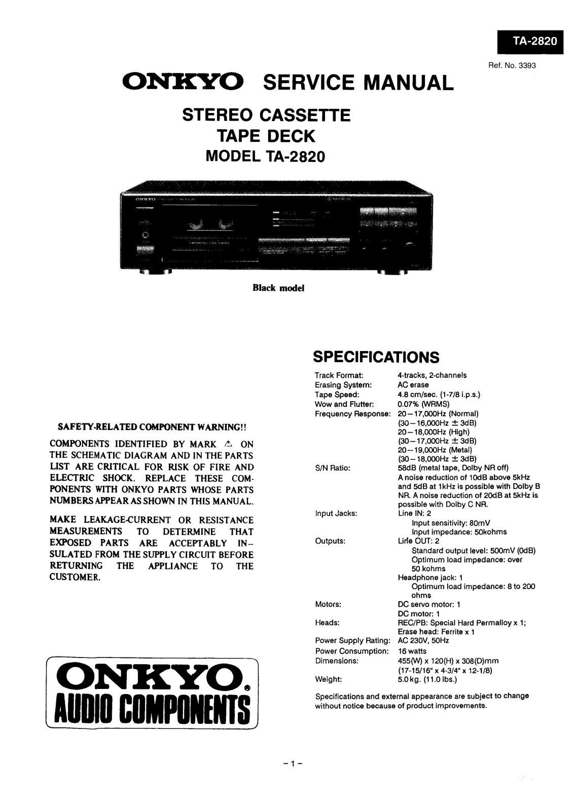 Onkyo ta-2820 Service Manual
