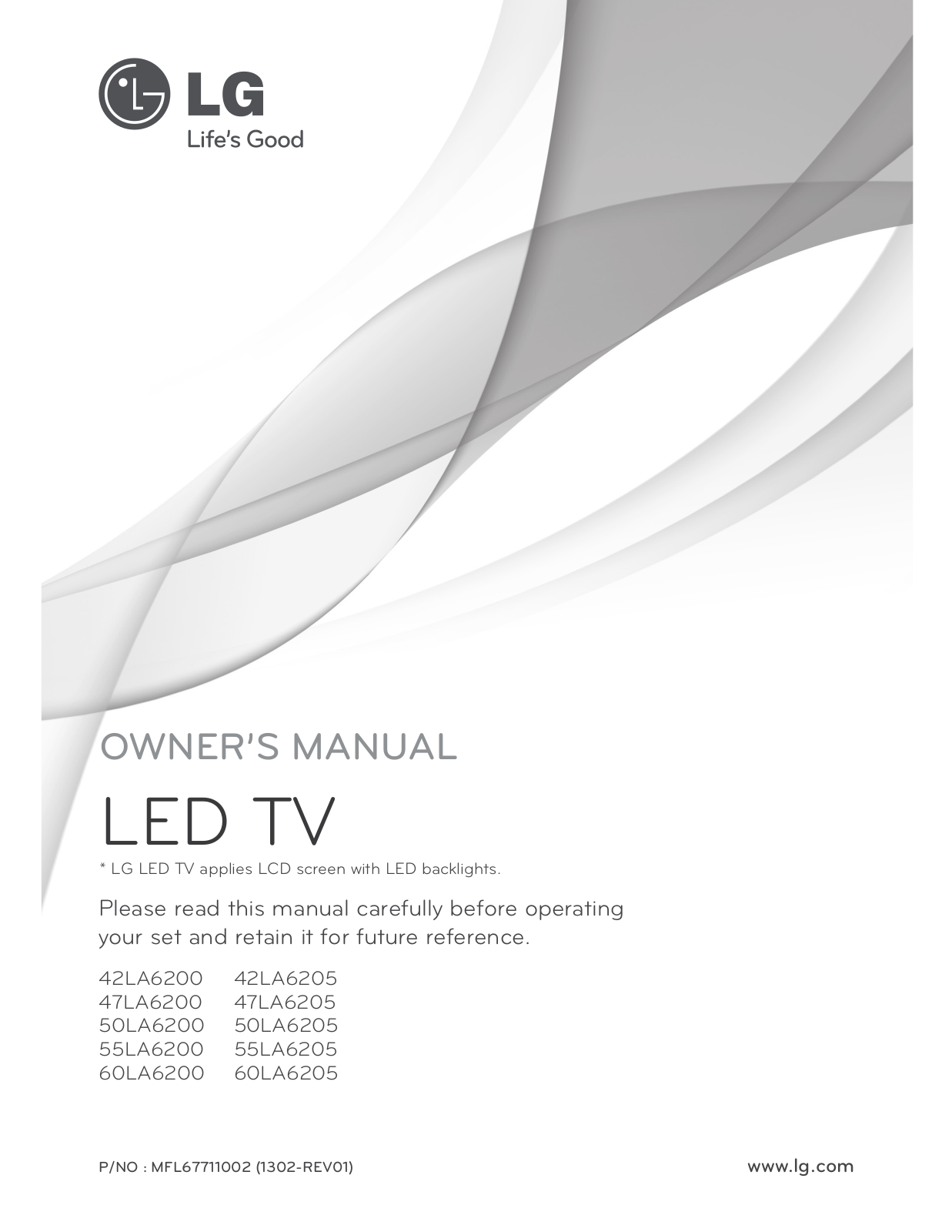 LG Electronics 60LA6200 User Manual