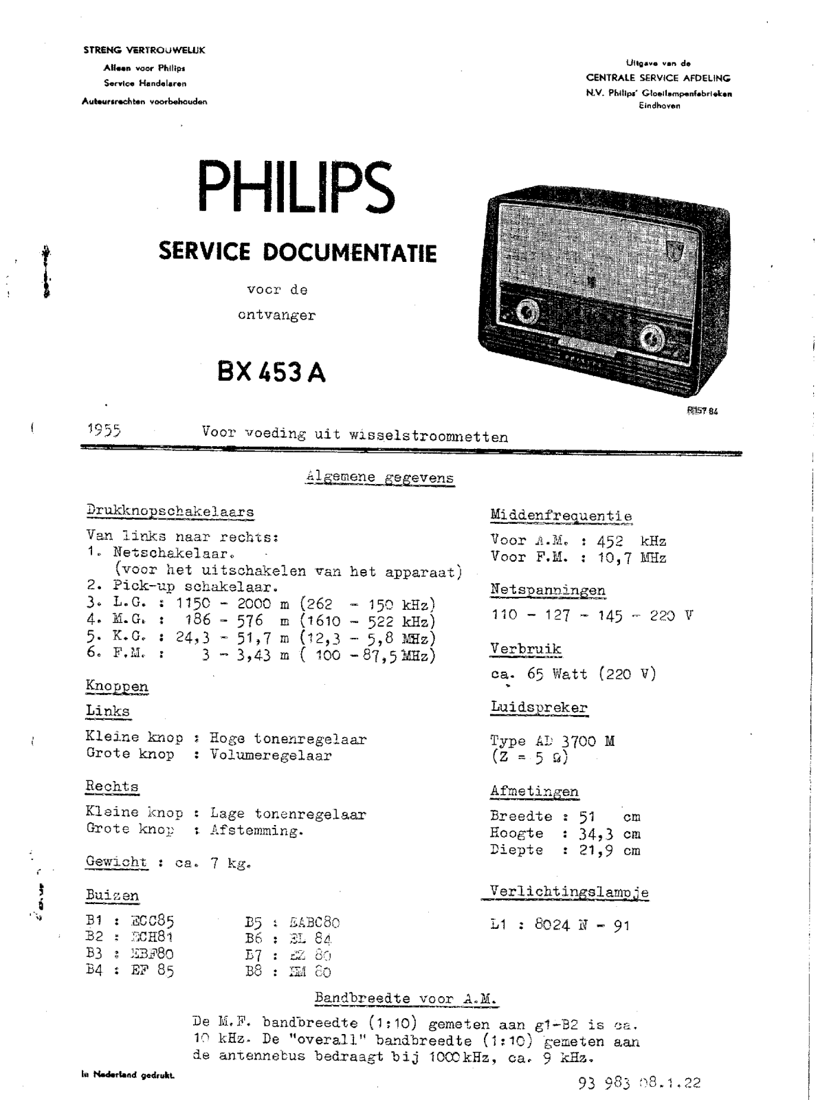 Philips BX453A Schematic