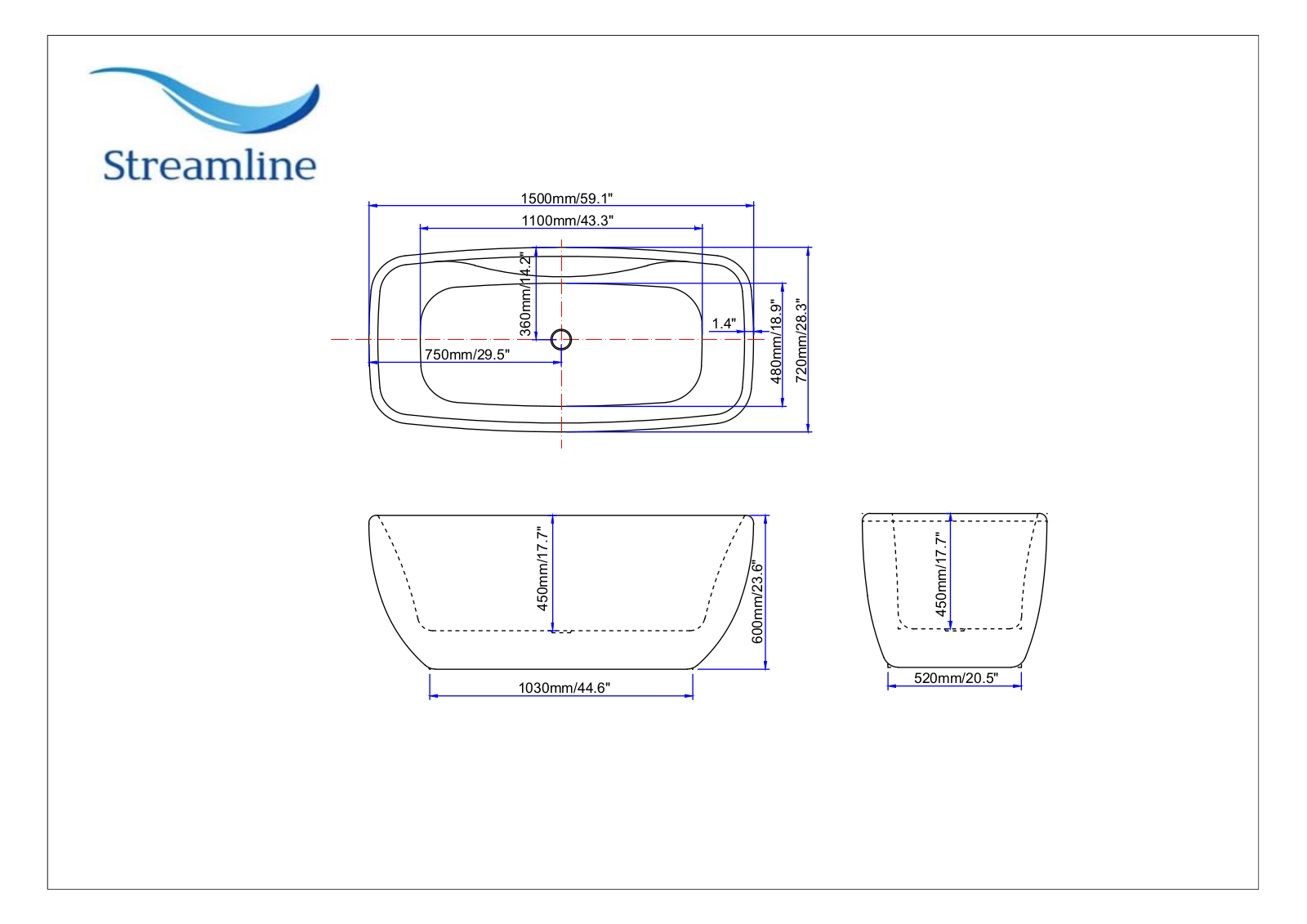 Streamline Bath SLBH6149 Dimensions - ManualMachine.com