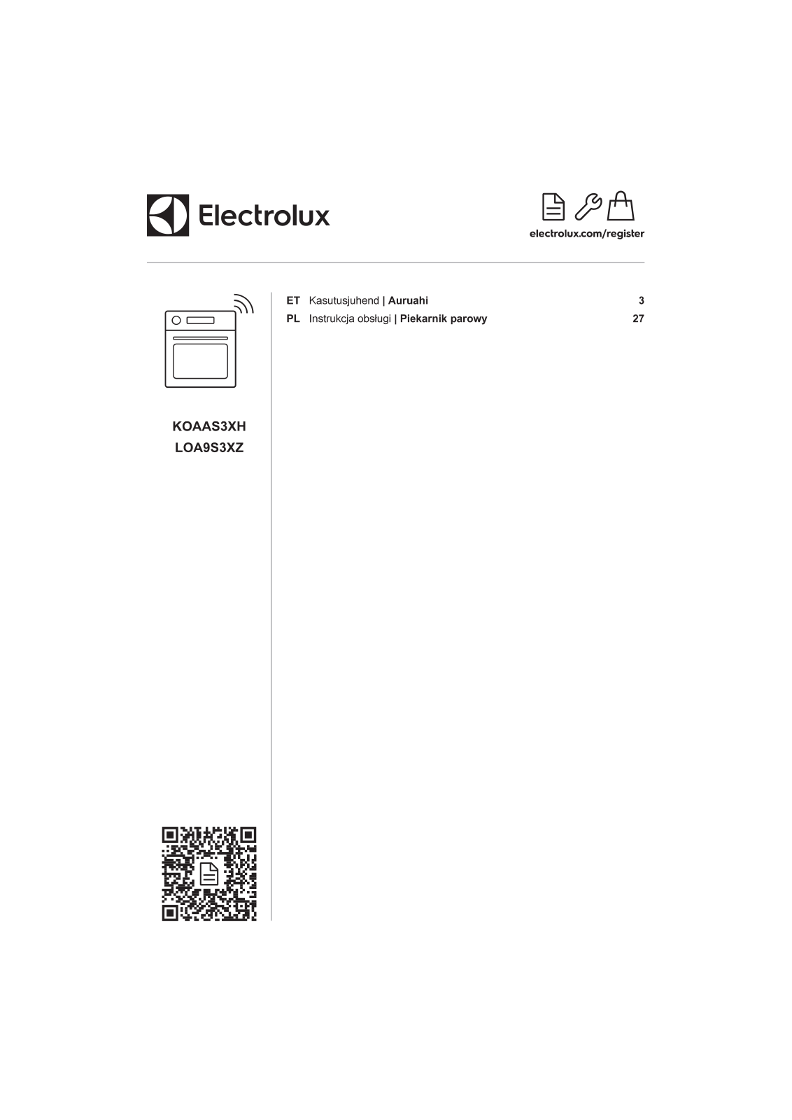 ELECTROLUX KOAAS3XH, LOA9S3XZ User guide - ManualMachine.com