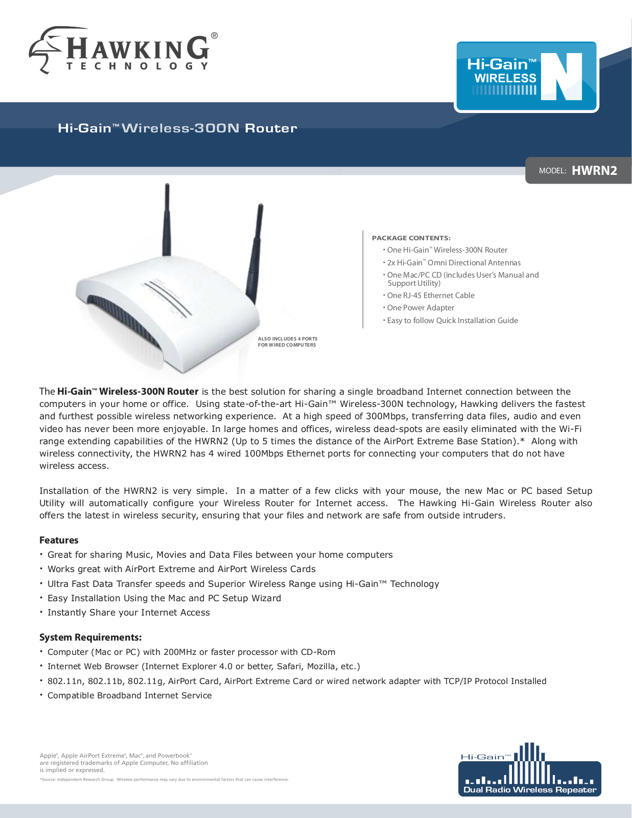 Hawking HWRN2 BROCHURE