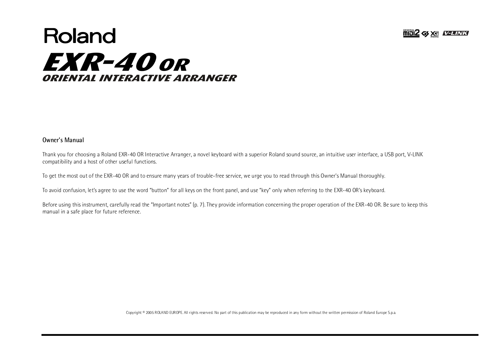 Roland EXR-40 User Manual