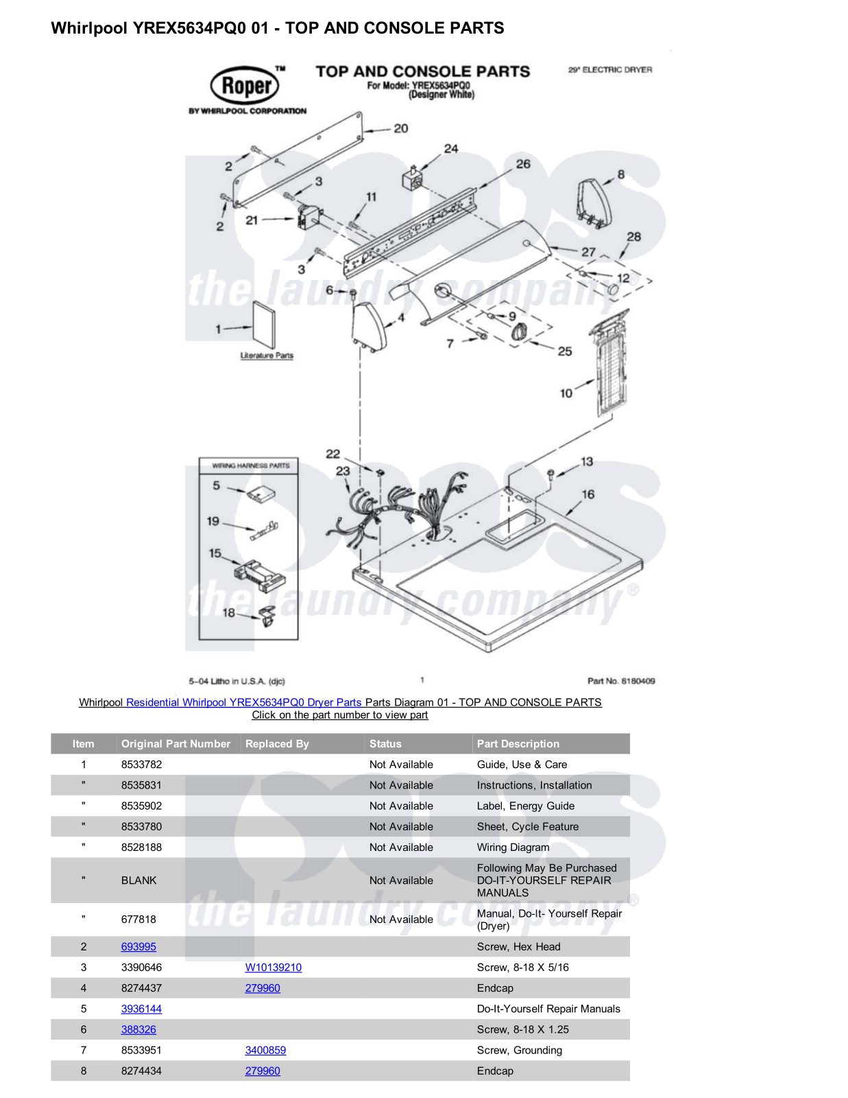 Whirlpool YREX5634PQ0 Parts Diagram