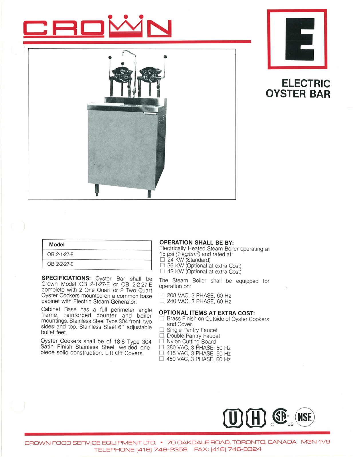 Crown Verity OB 2-1-27-E User Manual