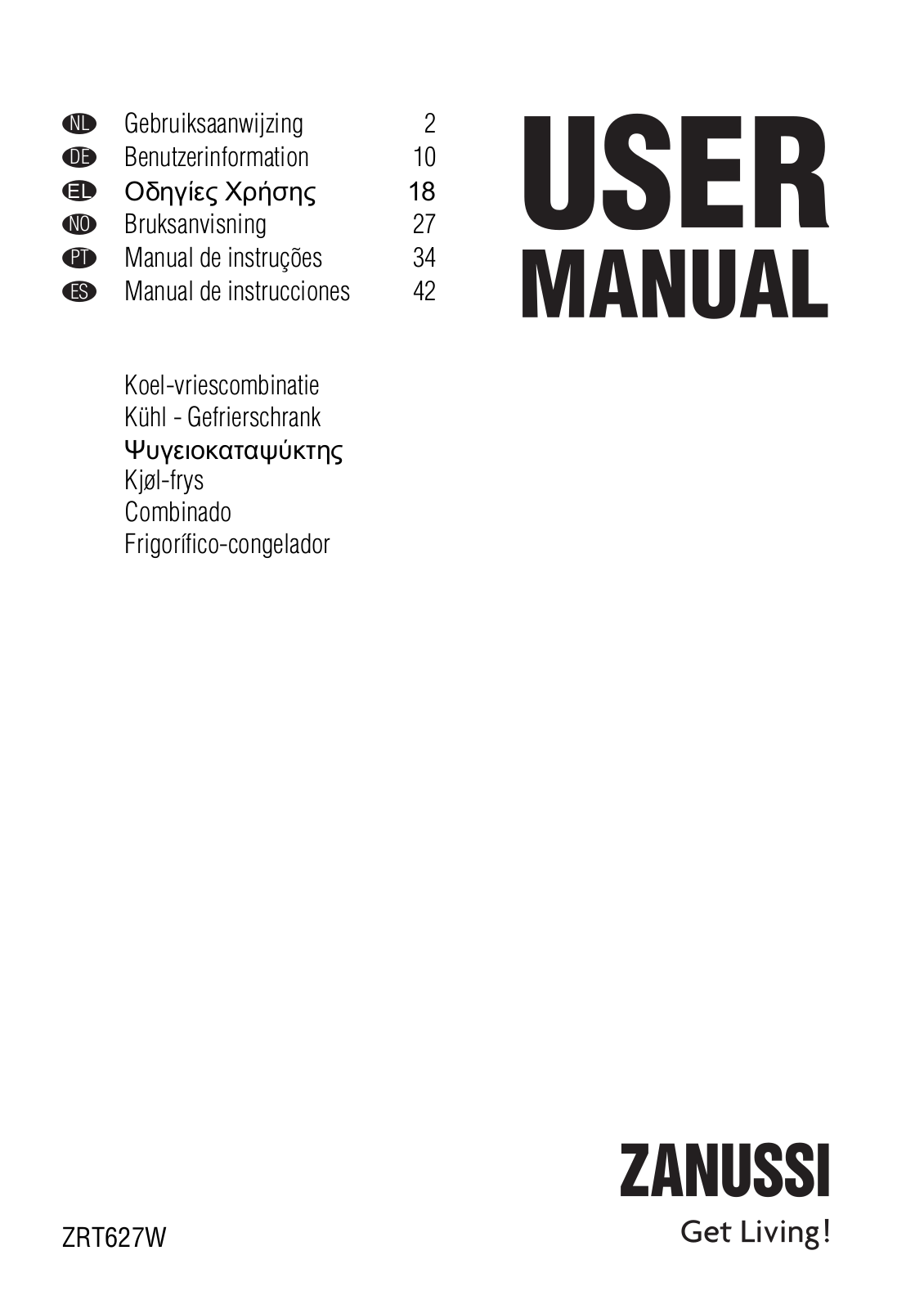 Zanussi ZRT627W User Manual