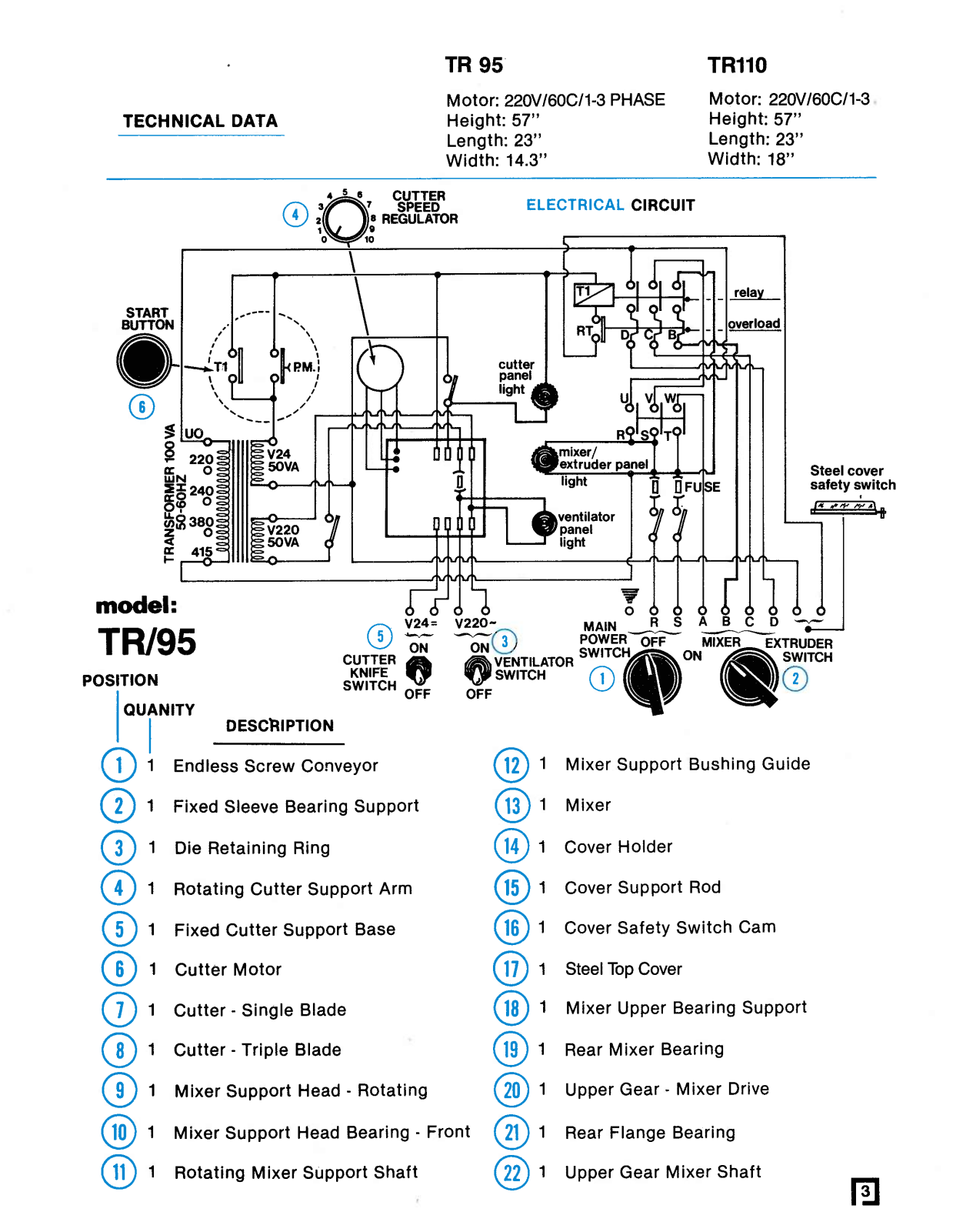 Rosito Basani TR-110 Parts List