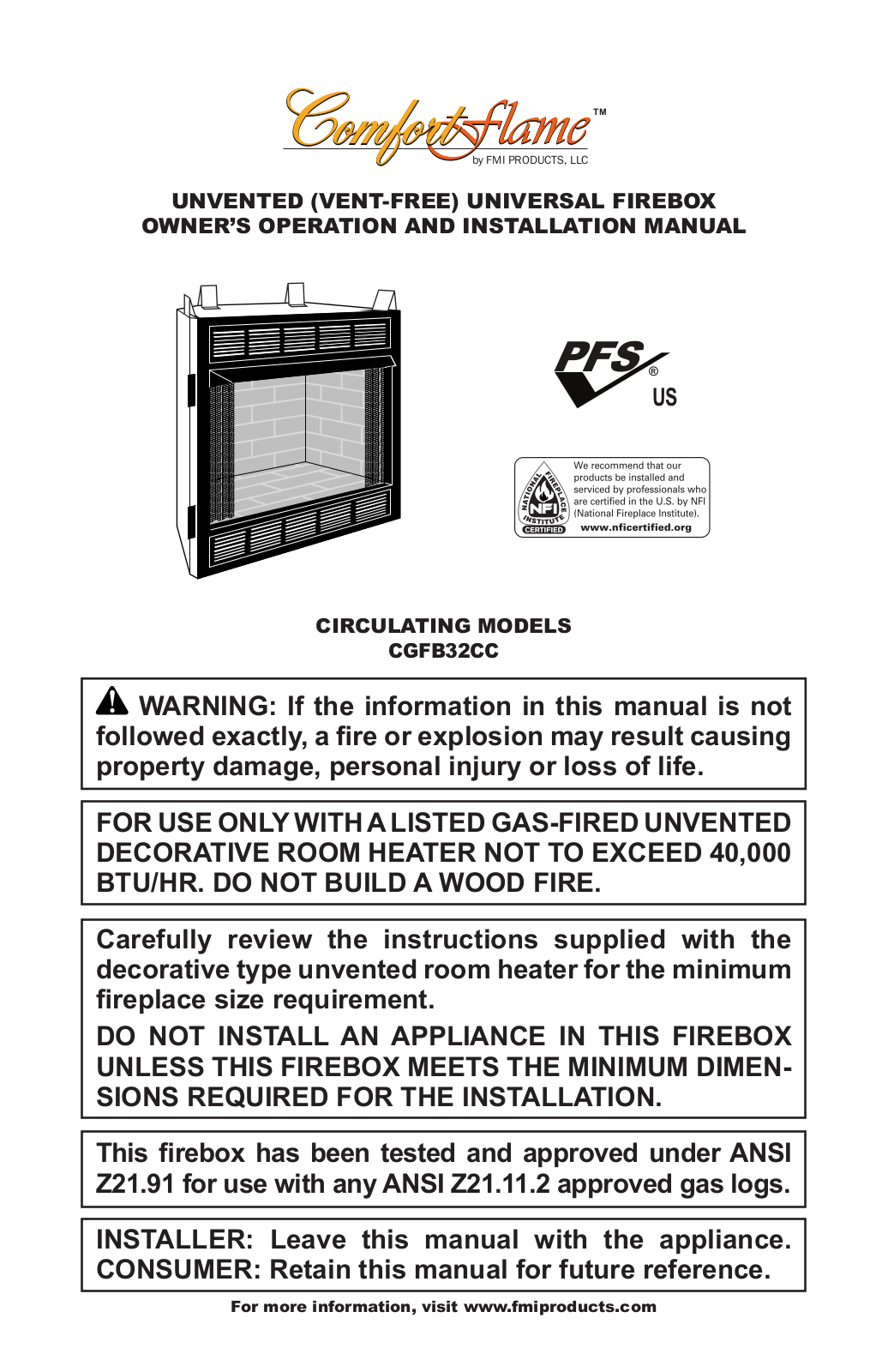 FMI CGFB32CC User Manual