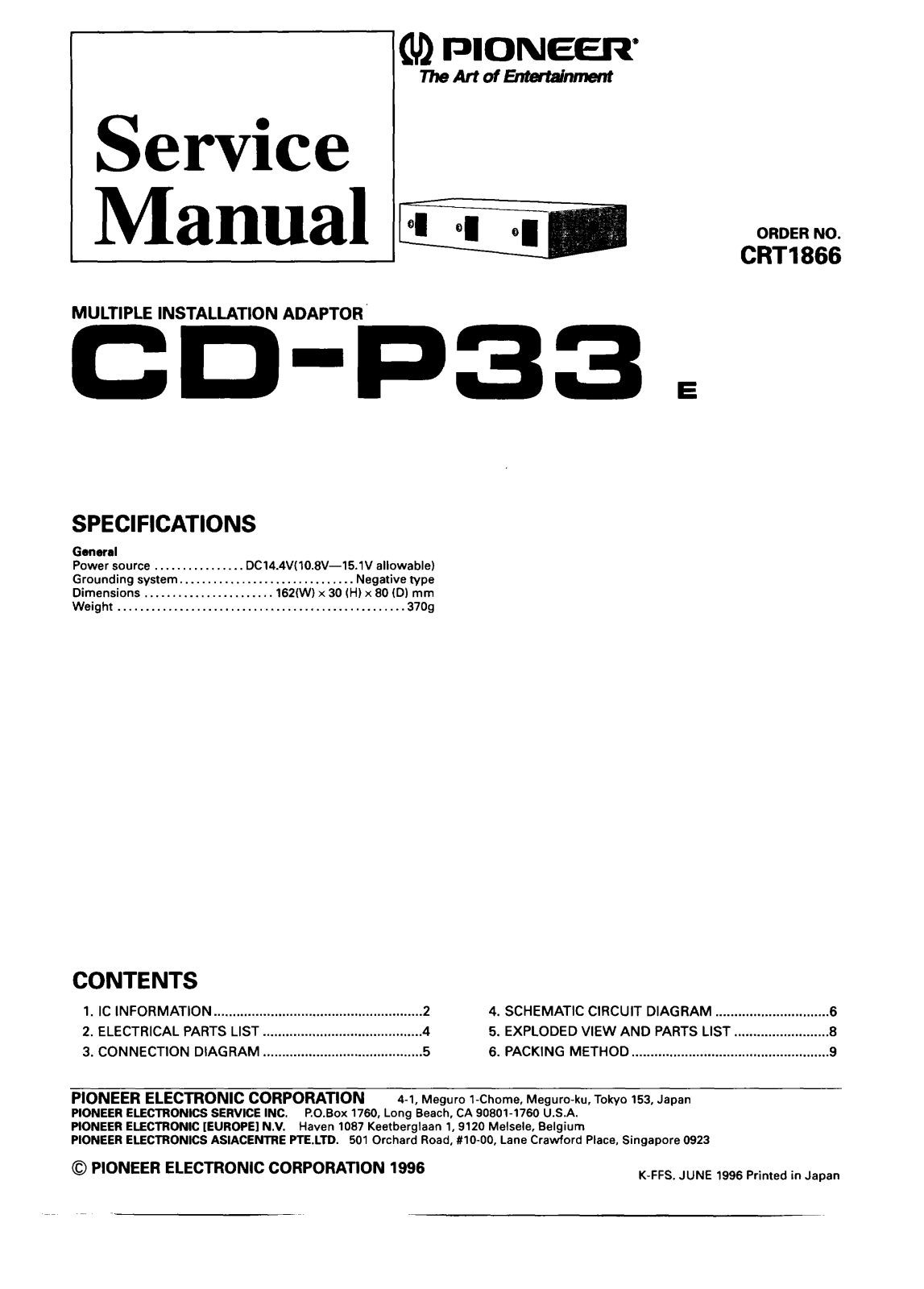 Pioneer CDP-33 Service manual