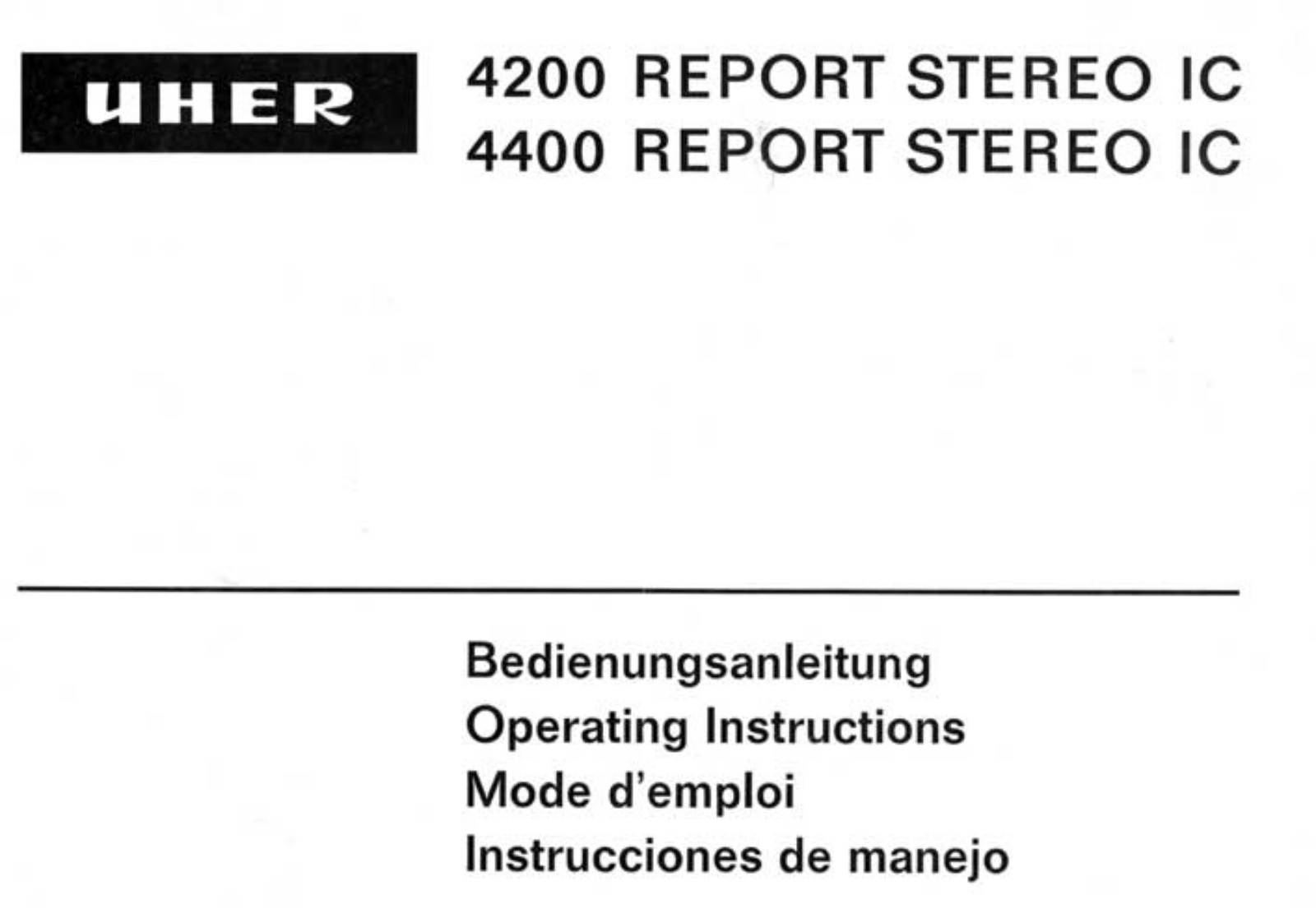 Uher 4200-IC Owners manual
