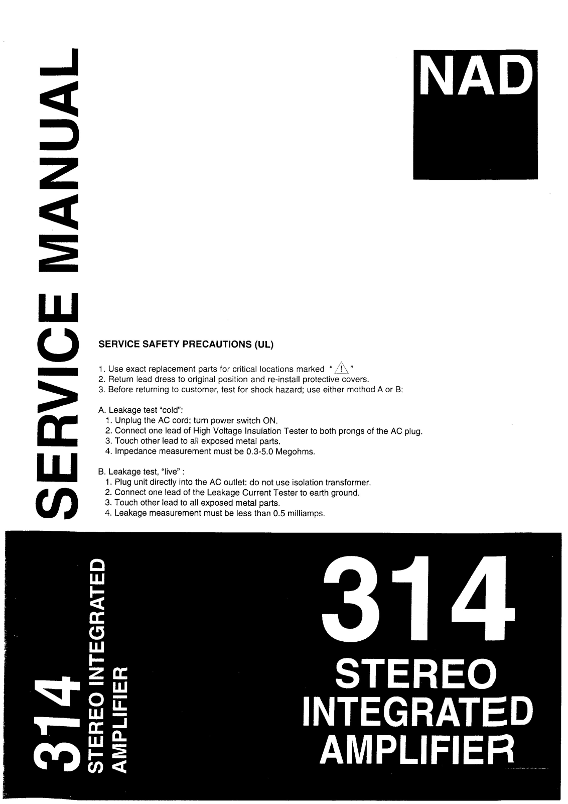 NAD 314 Service manual