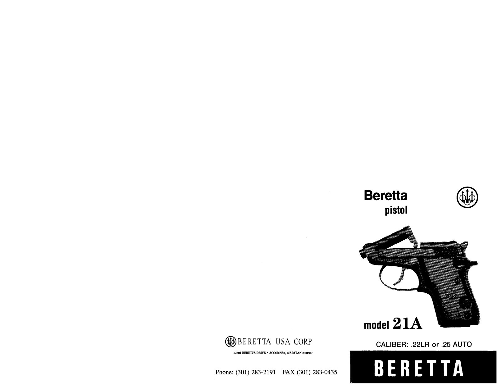 Beretta 21A User Manual