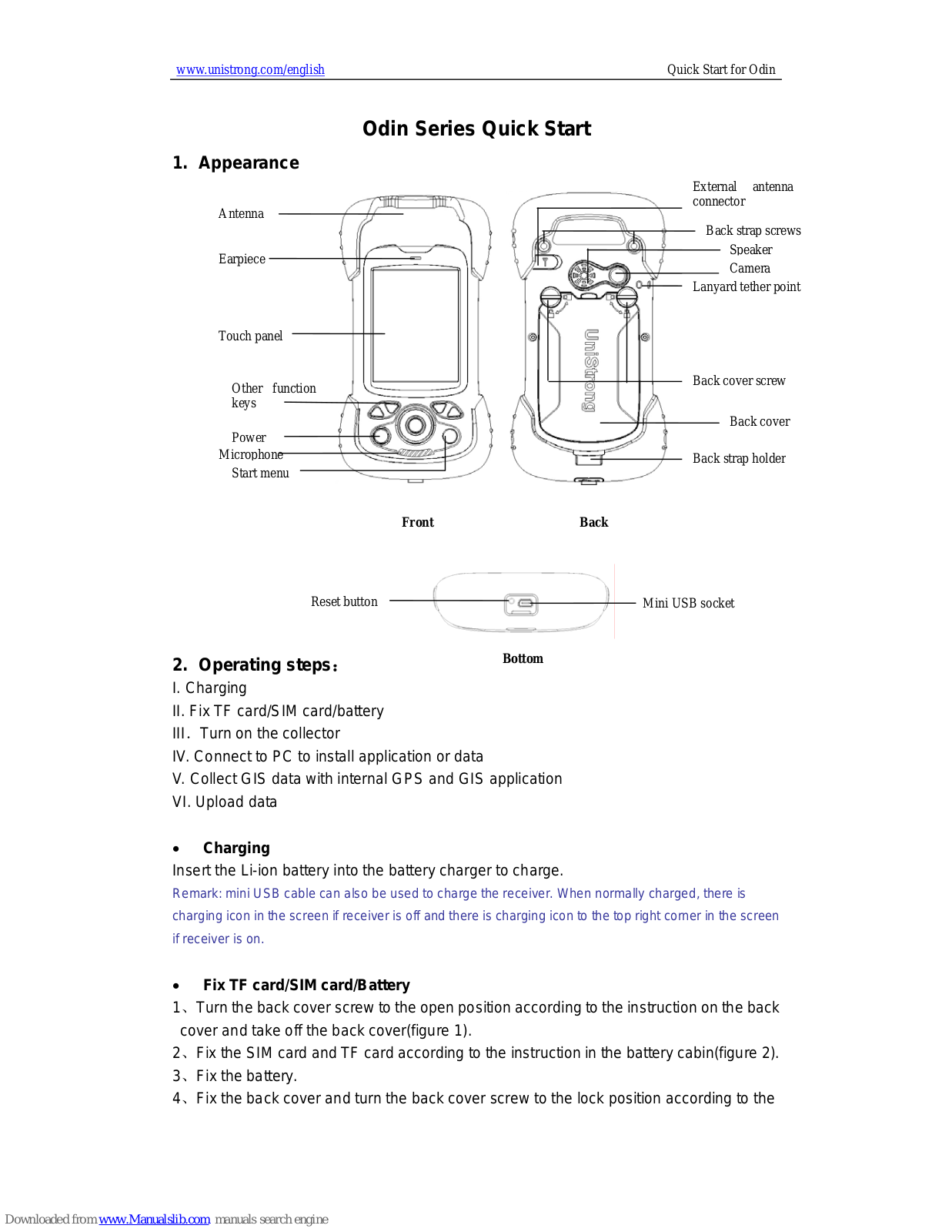 UniStrong Odin Quick Start Manual