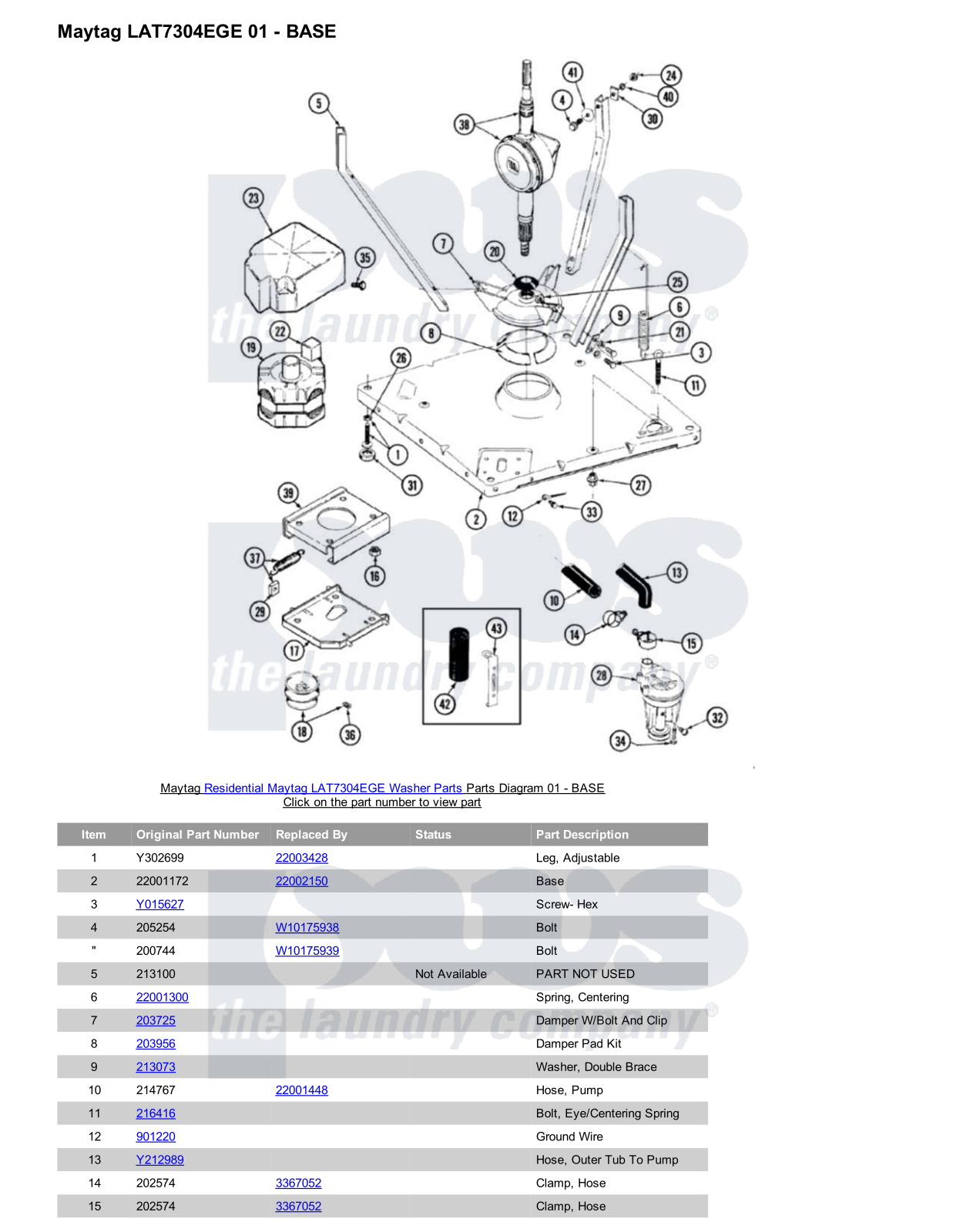 Maytag LAT7304EGE Parts Diagram