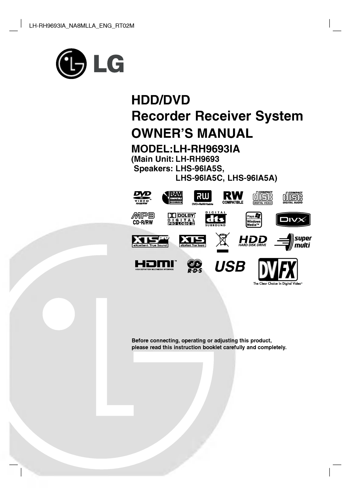 LG LH-RH9693IA User manual