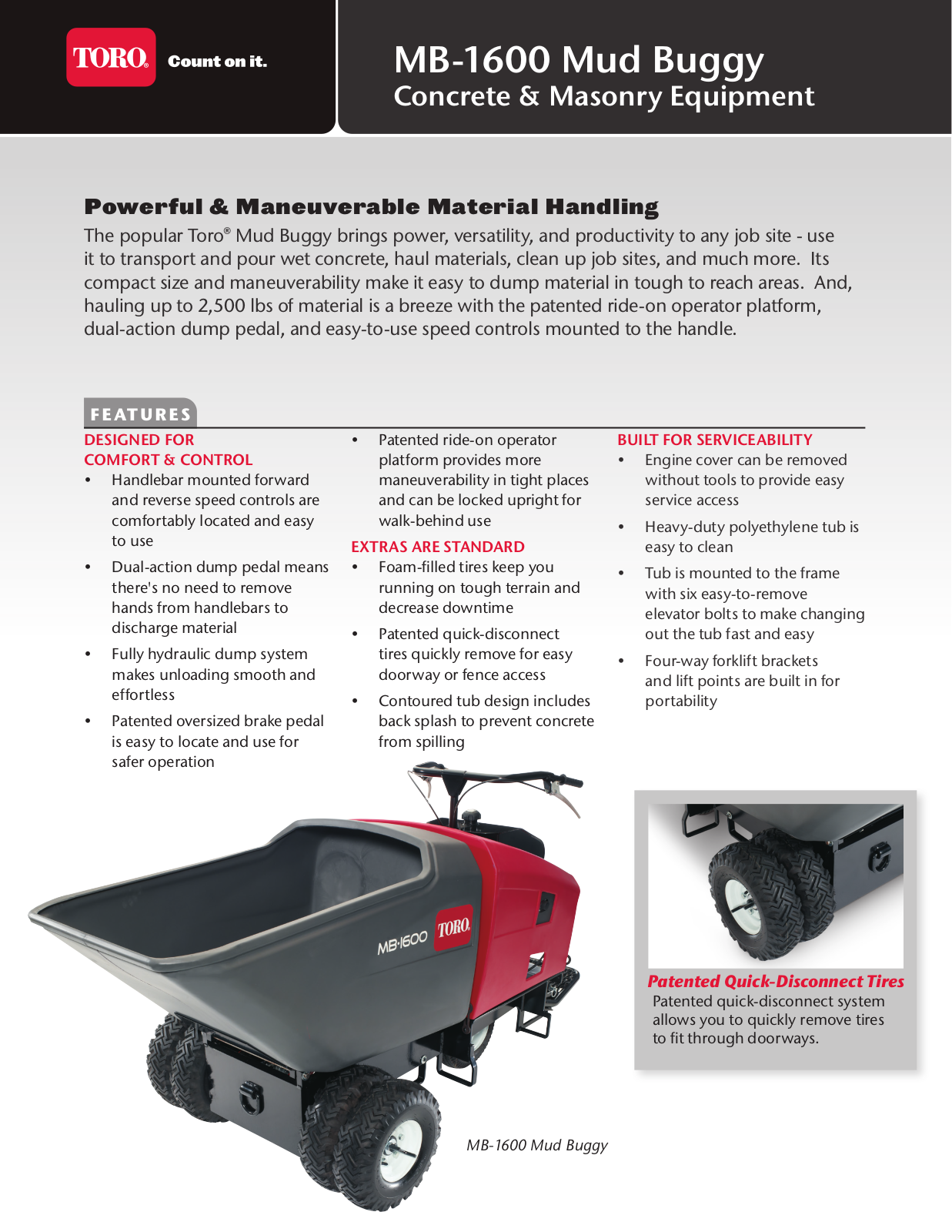 Toro MB-1600 Mud Buggy Specifications