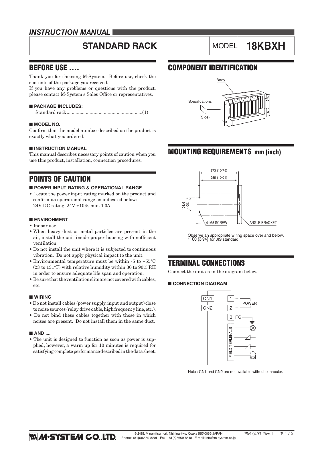 M-system 18KBXH Instruction Manual