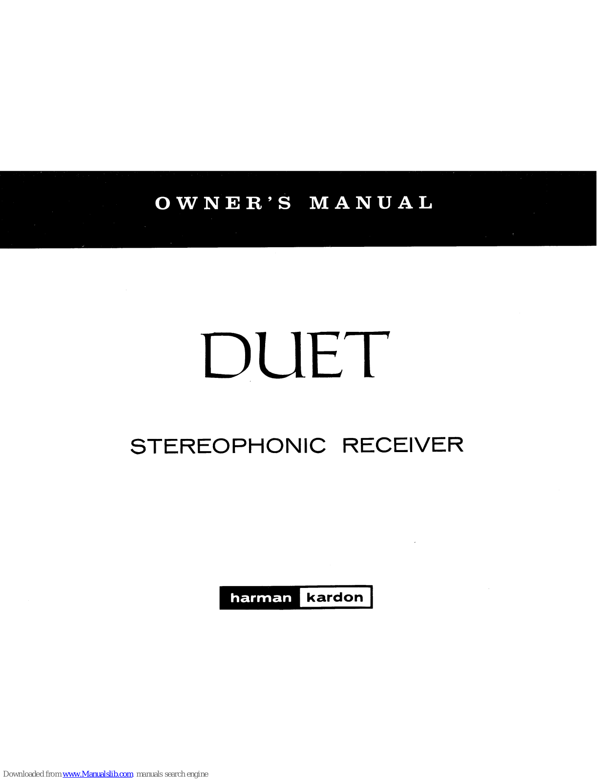 Harman Kardon DUET Owner's Manual