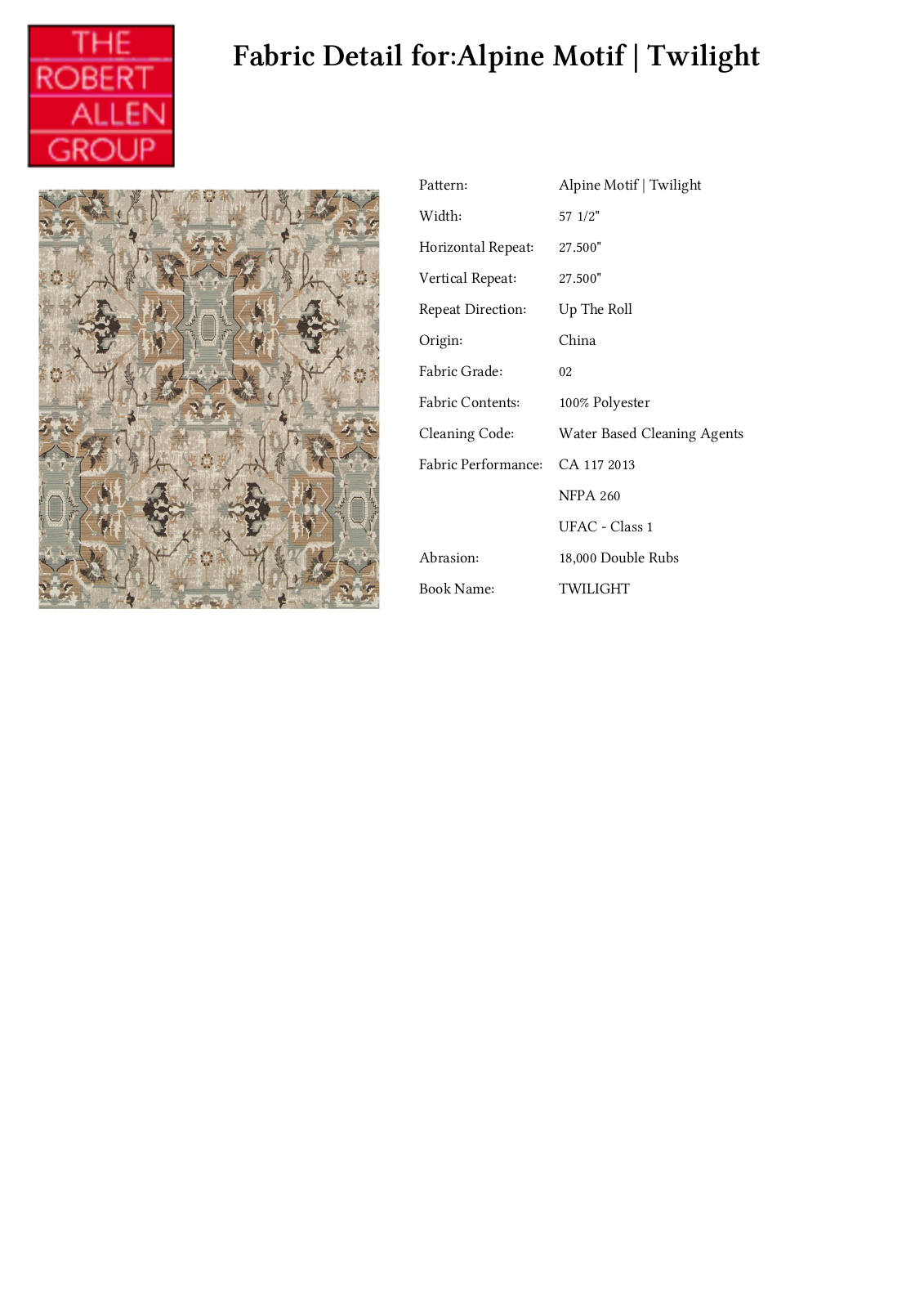 Robert Allen RALF2068 Specifications - ManualMachine.com