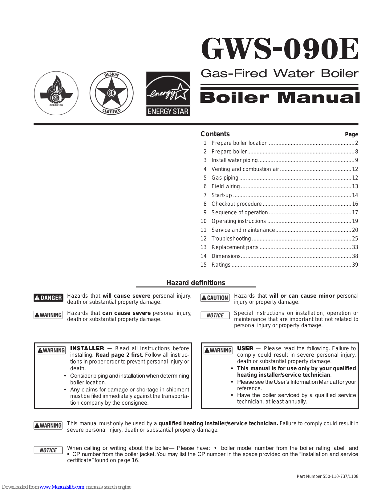 Williamson-Thermoflo GWS-090E User Manual