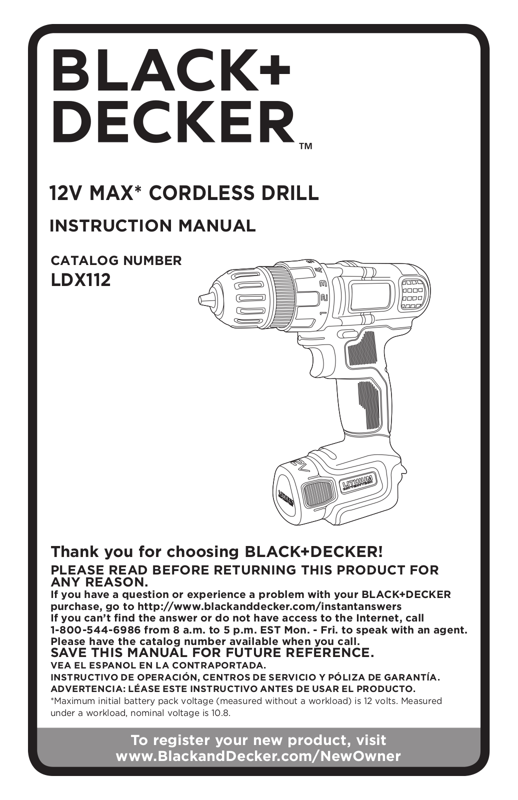 Black & Decker LDX112 User Manual