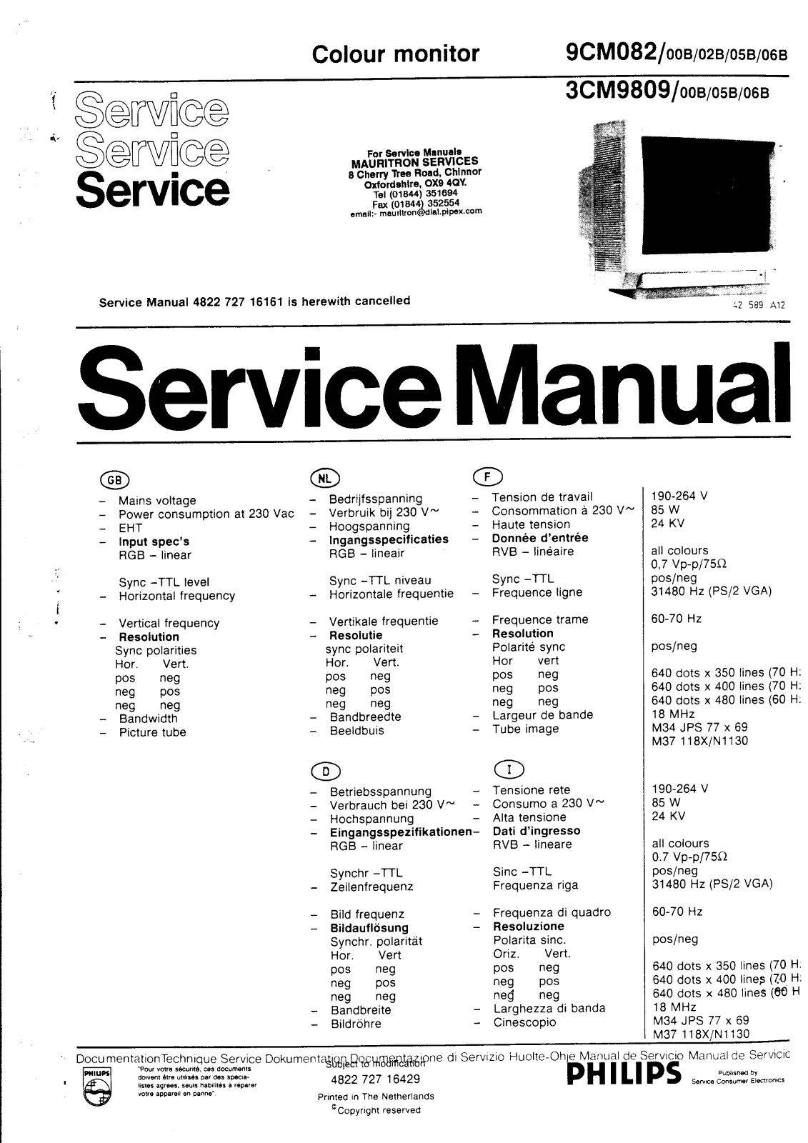 Philips 9CM082 Service Manual