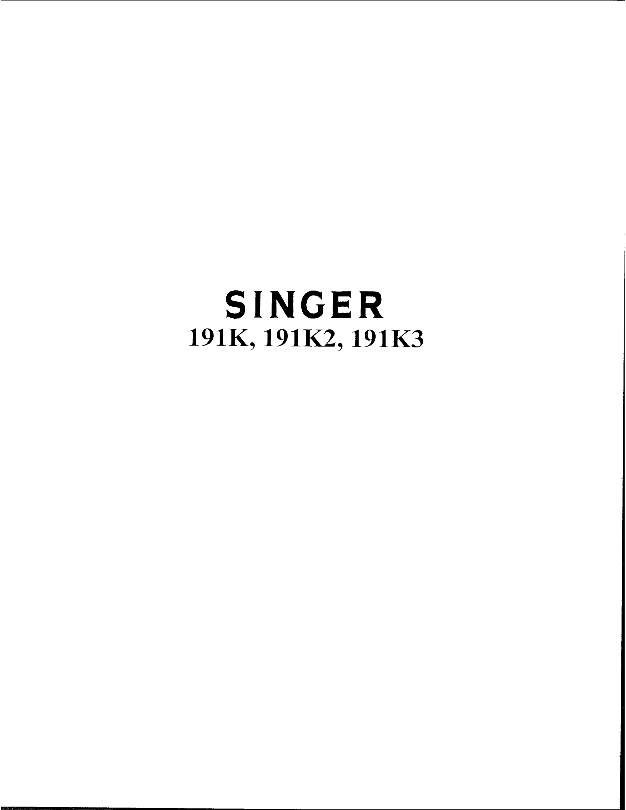 Singer 191K, 191K3, 191K2 Instruction Manual