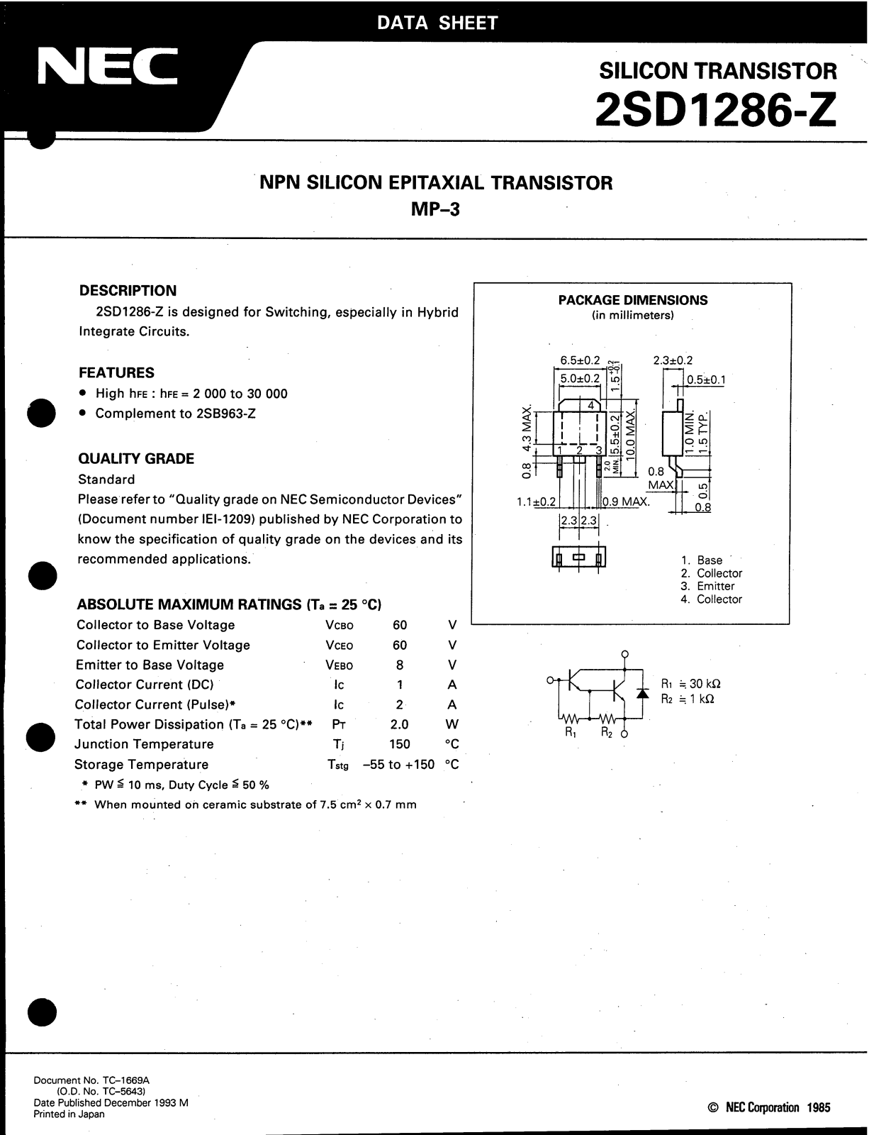 NEC 2SD1286 Datasheet