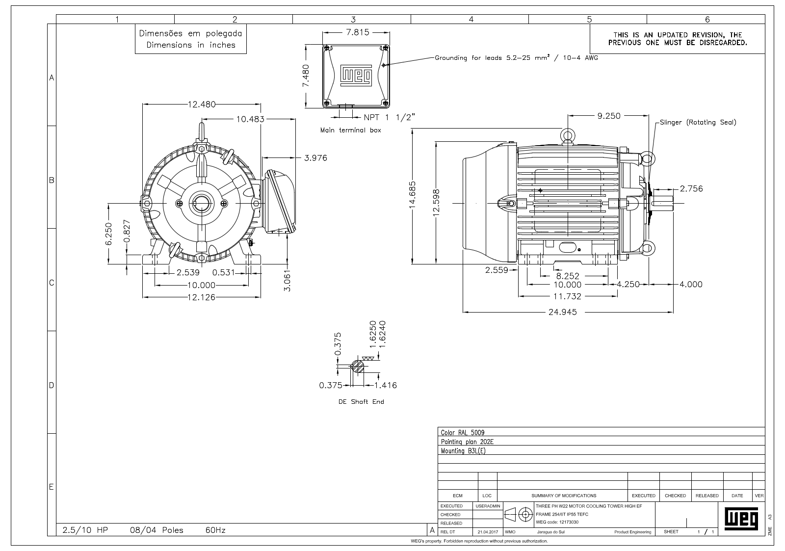 WEG Electric W22 Dimensional Sheet