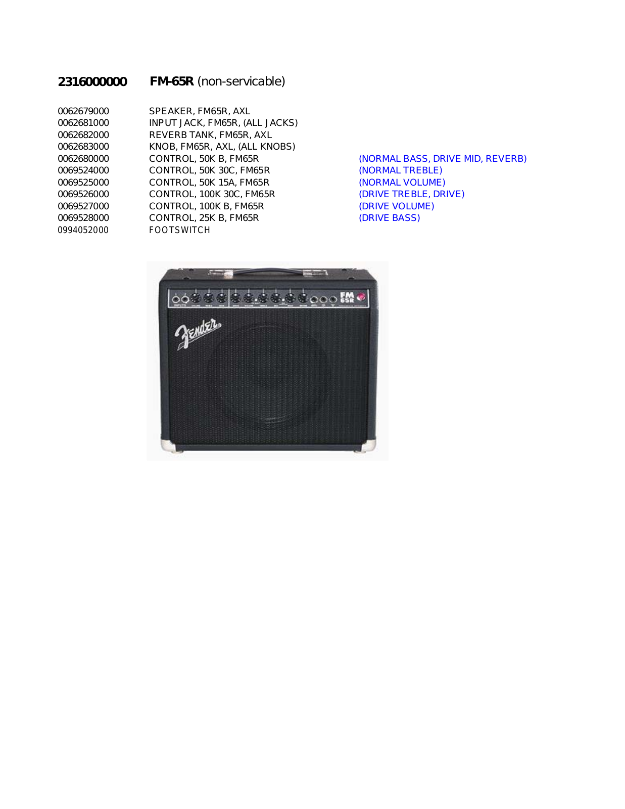 Fender FM65R Schematic