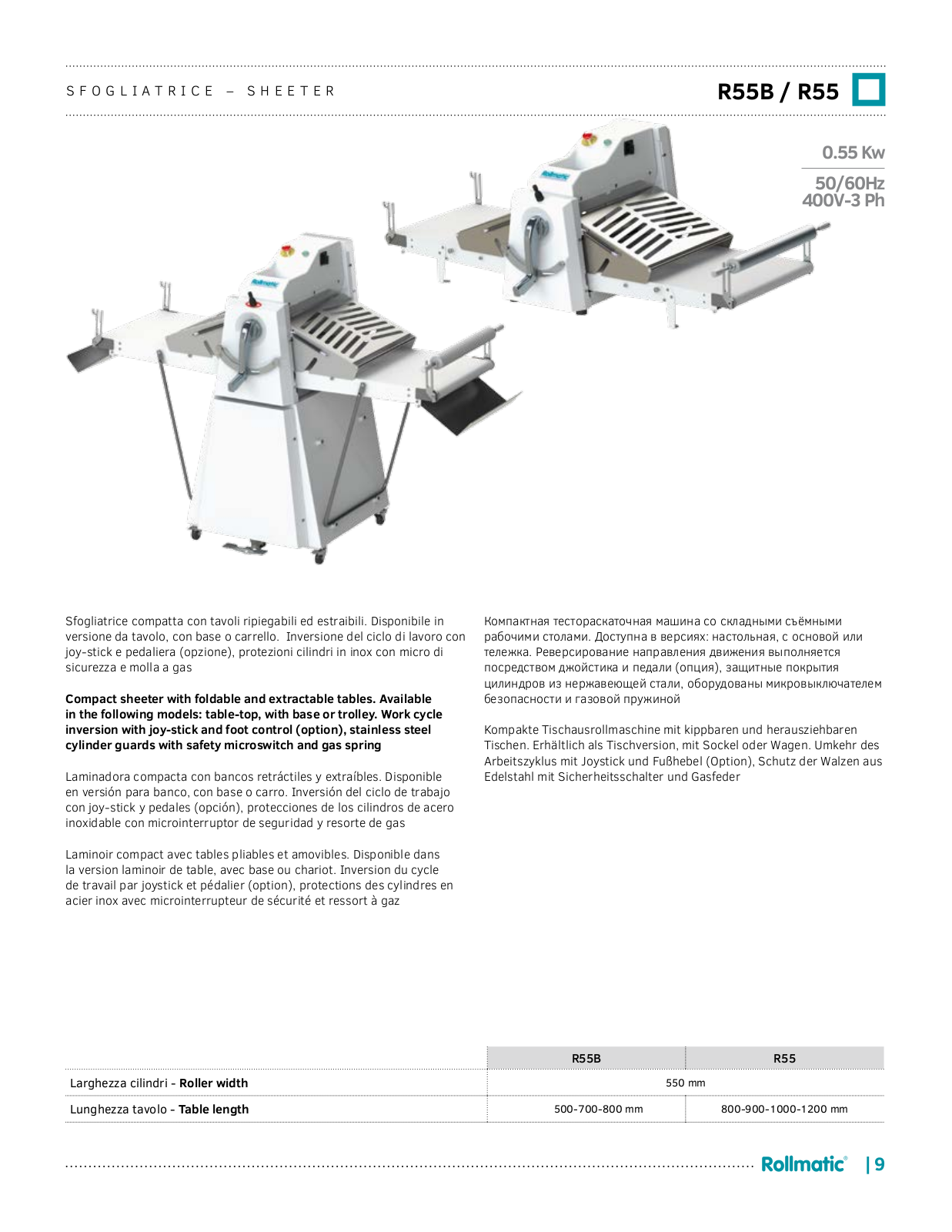 Rollmatic RV50, S5BM, R50B, R50, R55B Datasheet