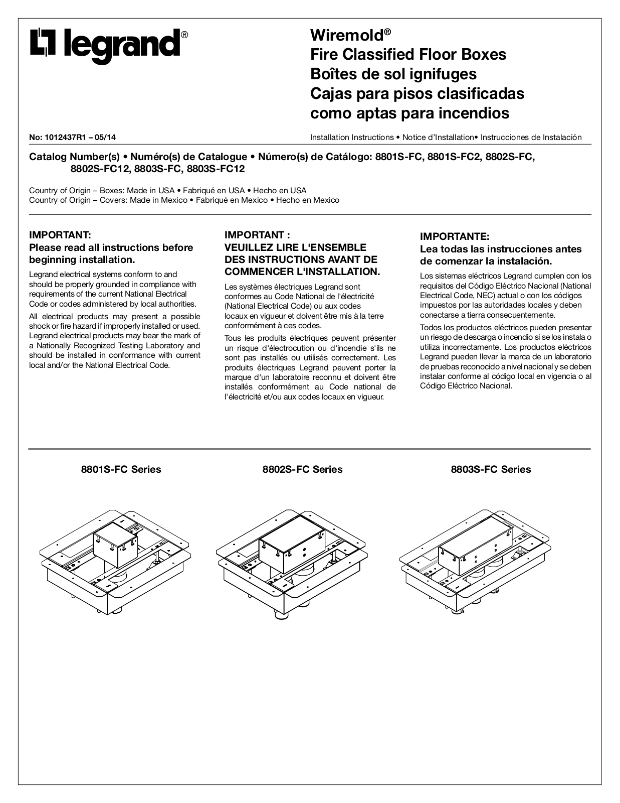 Legrand 8801S-FC User Manual