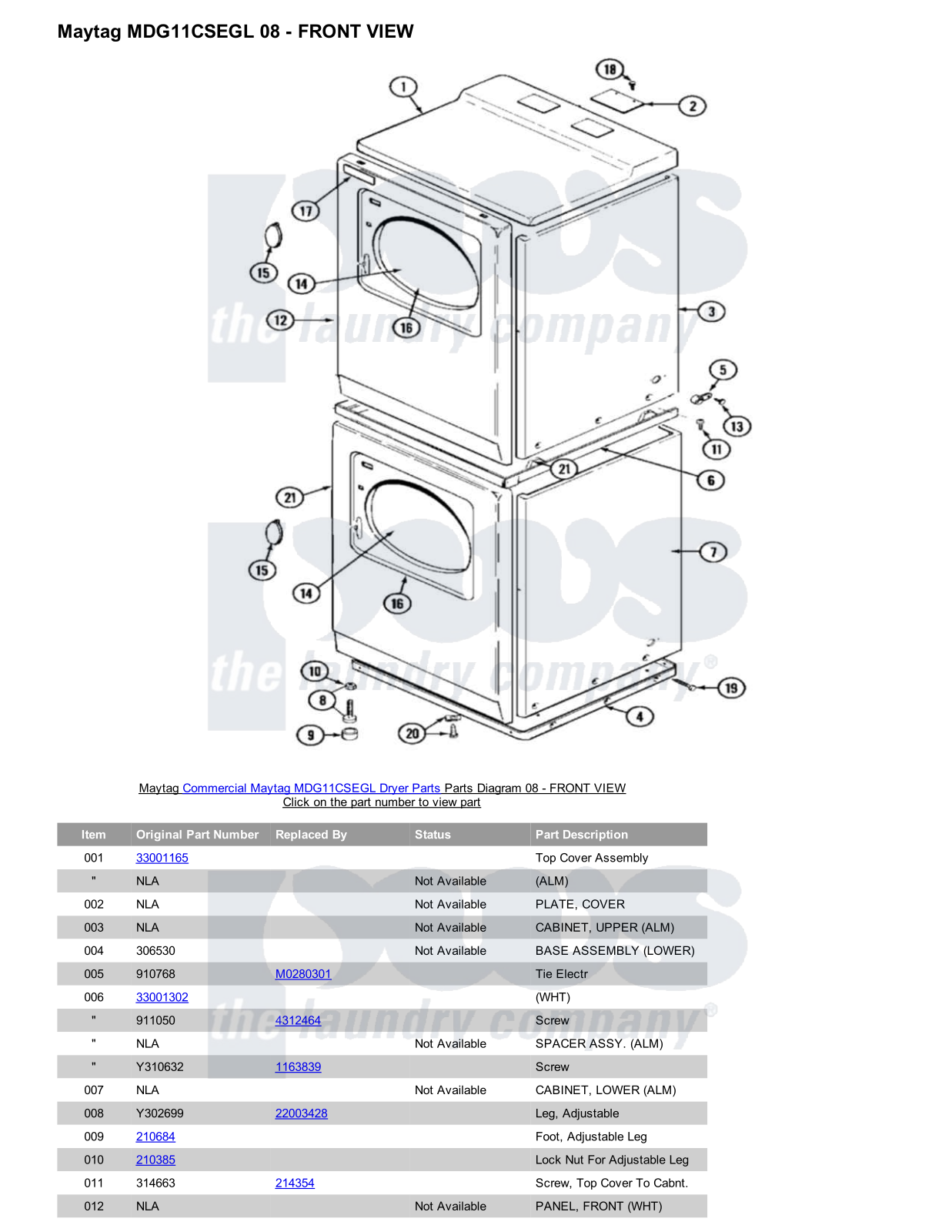 Maytag MDG11CSEGL Parts Diagram