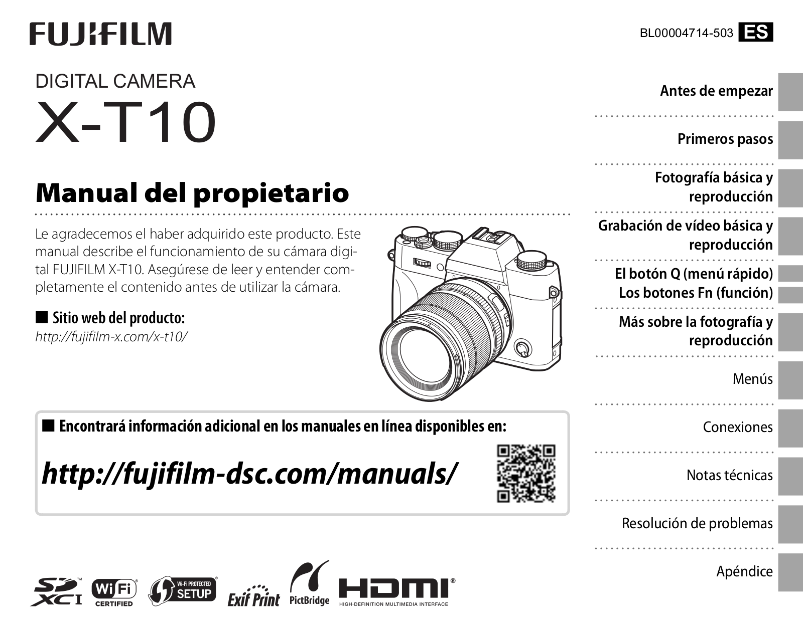 Fujifilm X-T10 Manual del Propietario