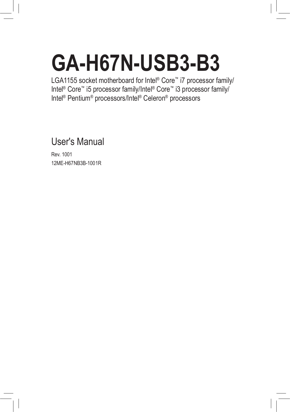 Gigabyte GA-H67N-USB3-B3 (rev. 1.0) User Manual