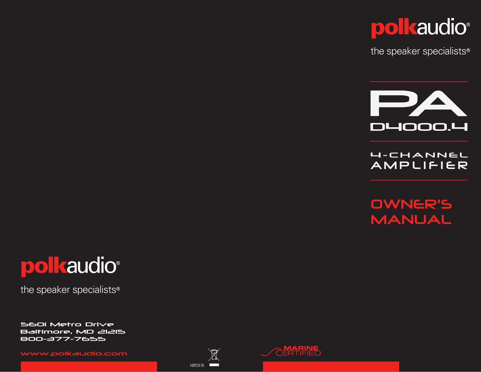 Polk Audio PAD4000.4 User Manual