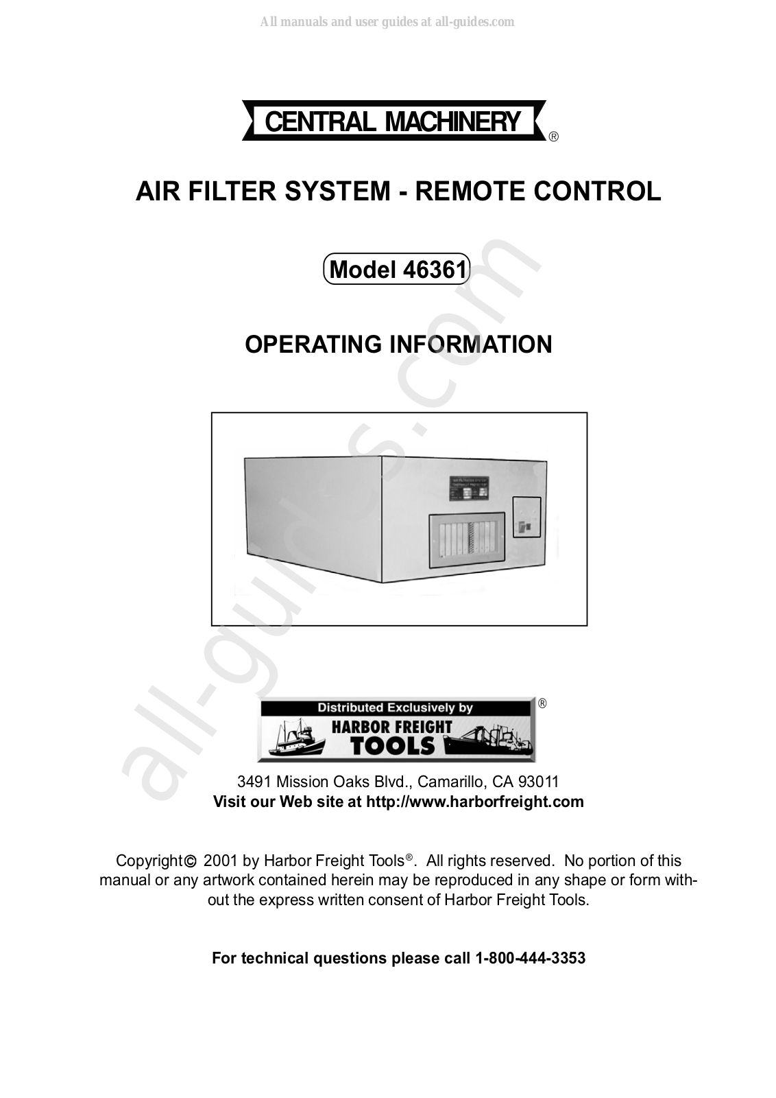 Central Machinery 46361 Operating Information Manual