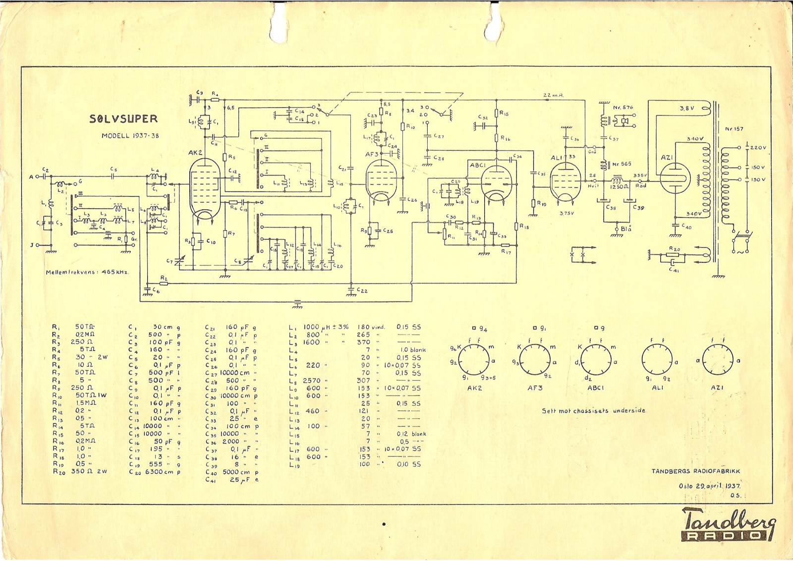 Tandberg Solvsuper 1937-38 Service Manual