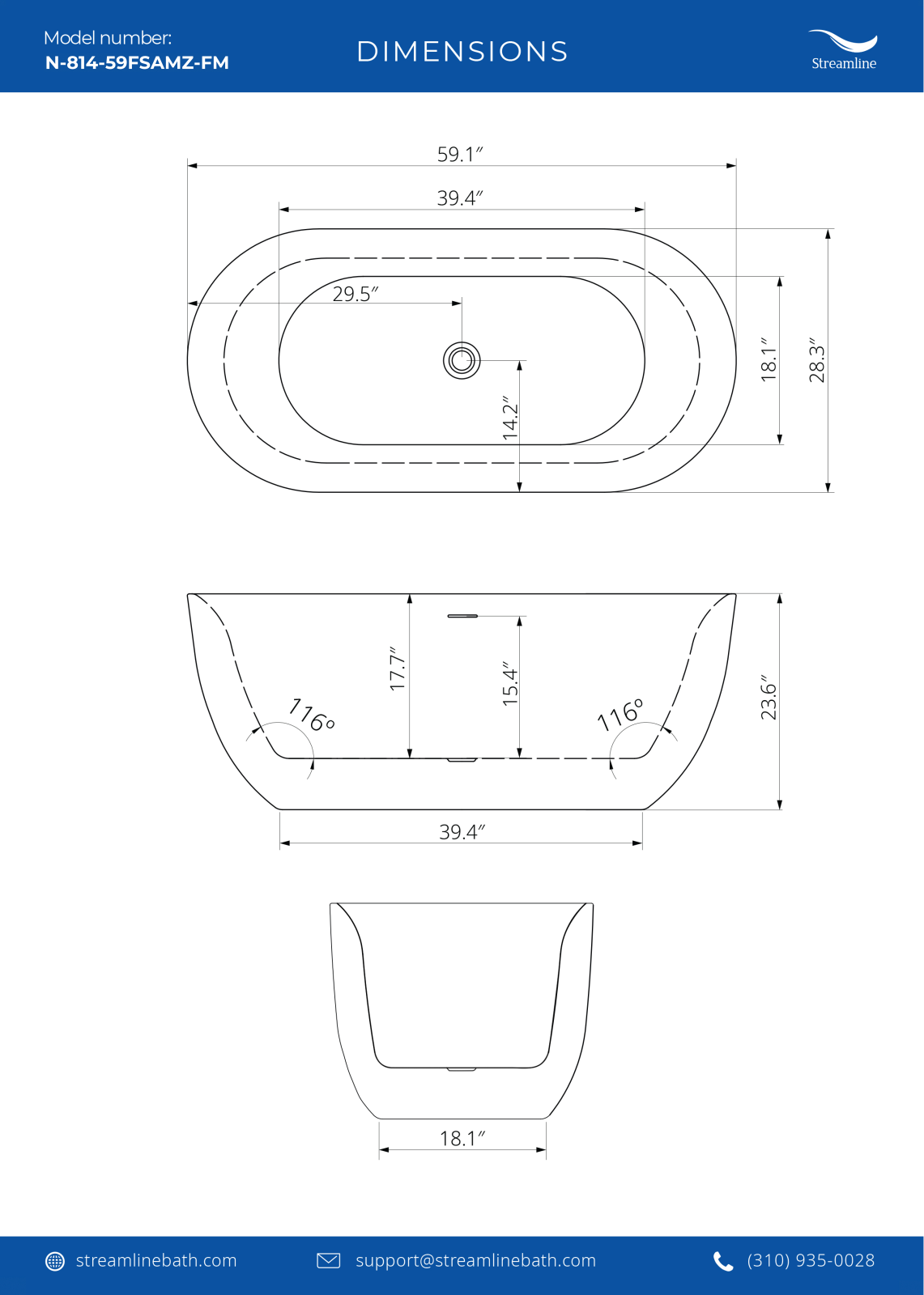 Streamline Bath SLBH6576 Dimensions - ManualMachine.com