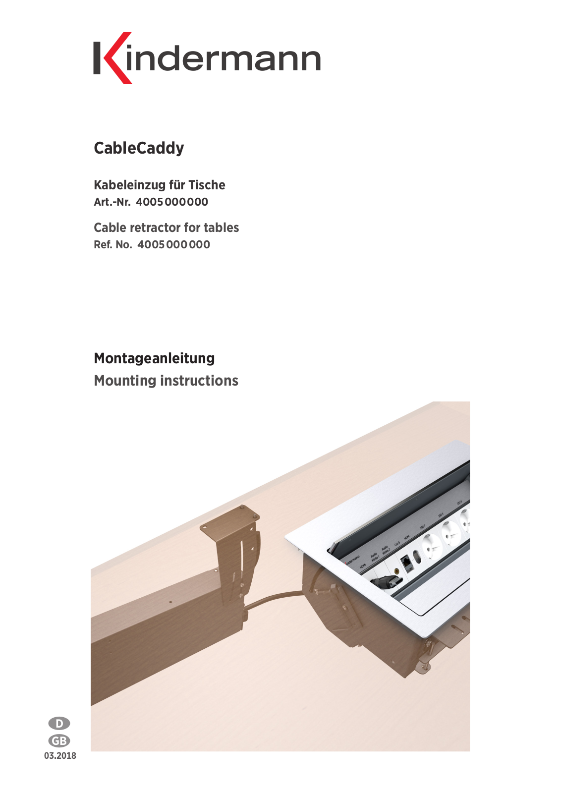 Kindermann CableCaddy Mounting Instructions