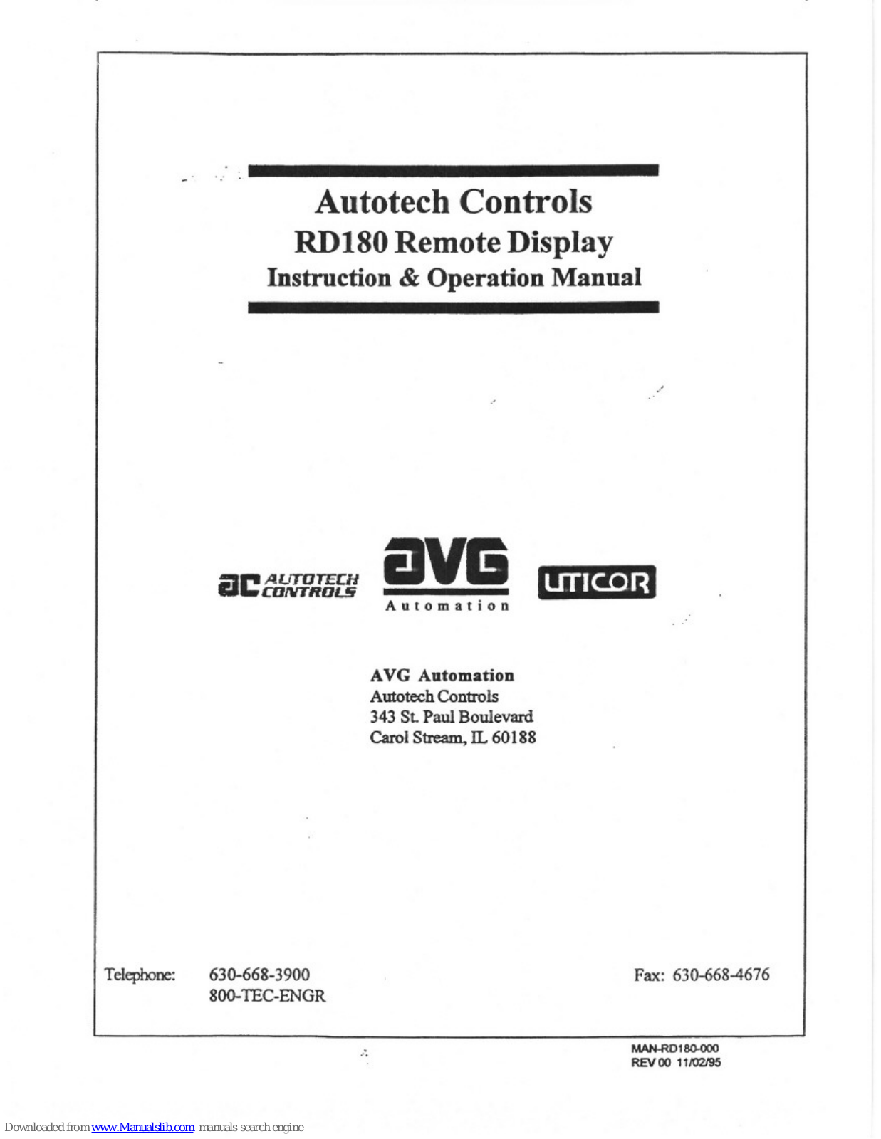 AVG RD180 Instruction & Operation Manual