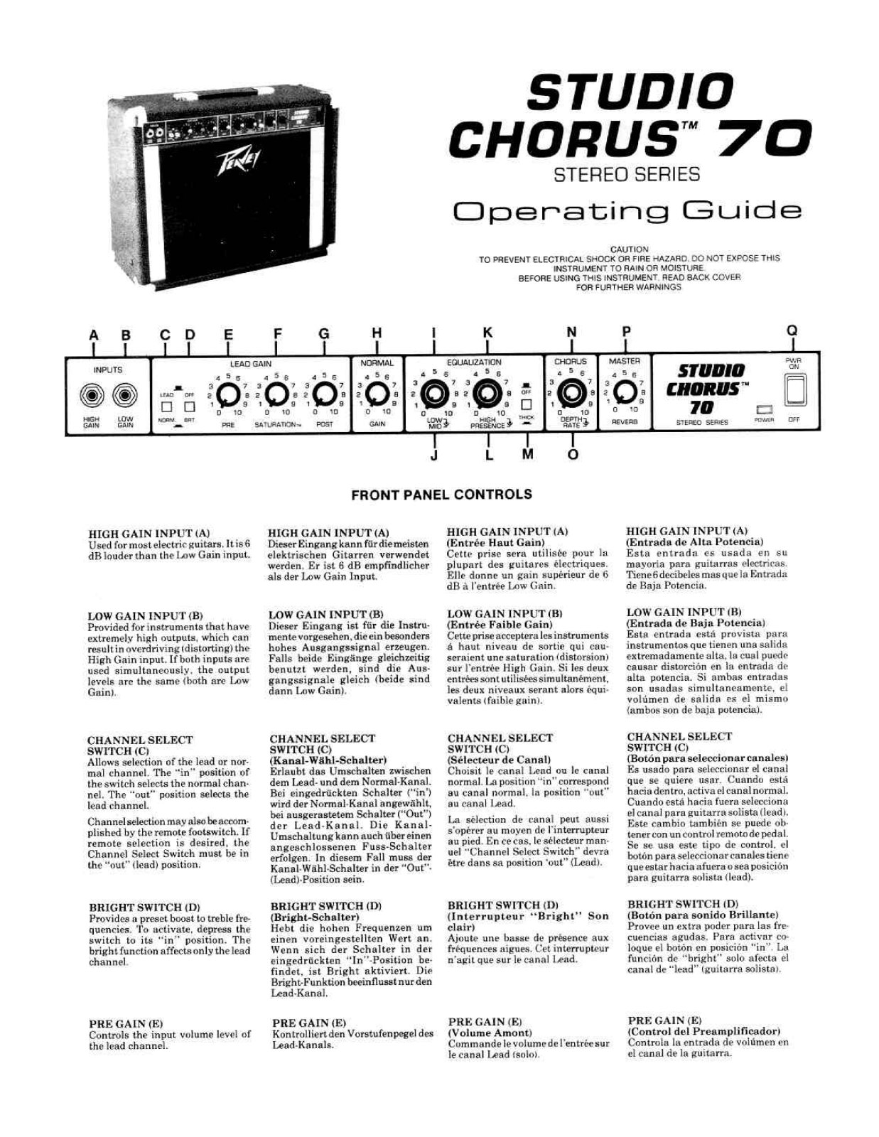 Peavey Studio Chorus 70 User Manual