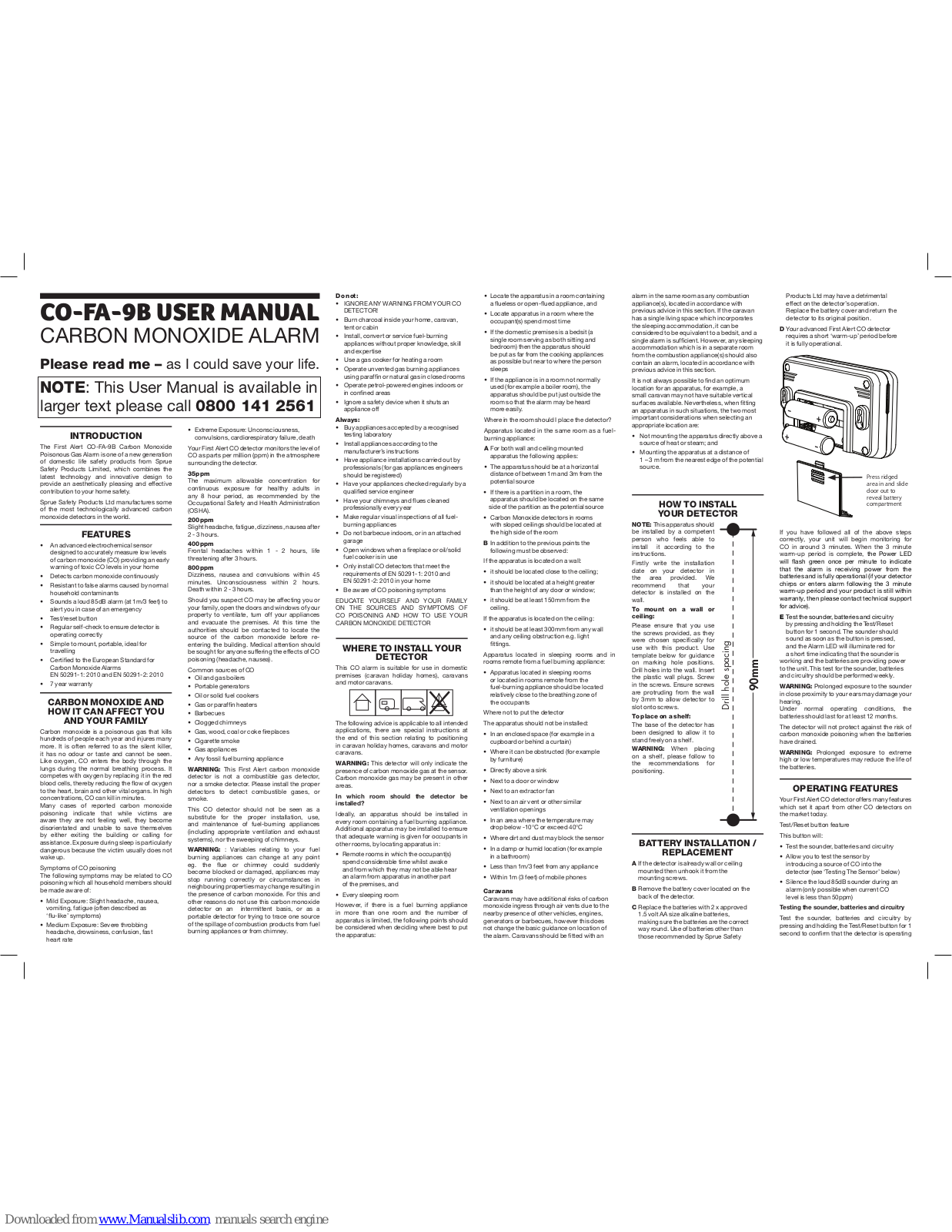 Sprue CO-FA-9B User Manual