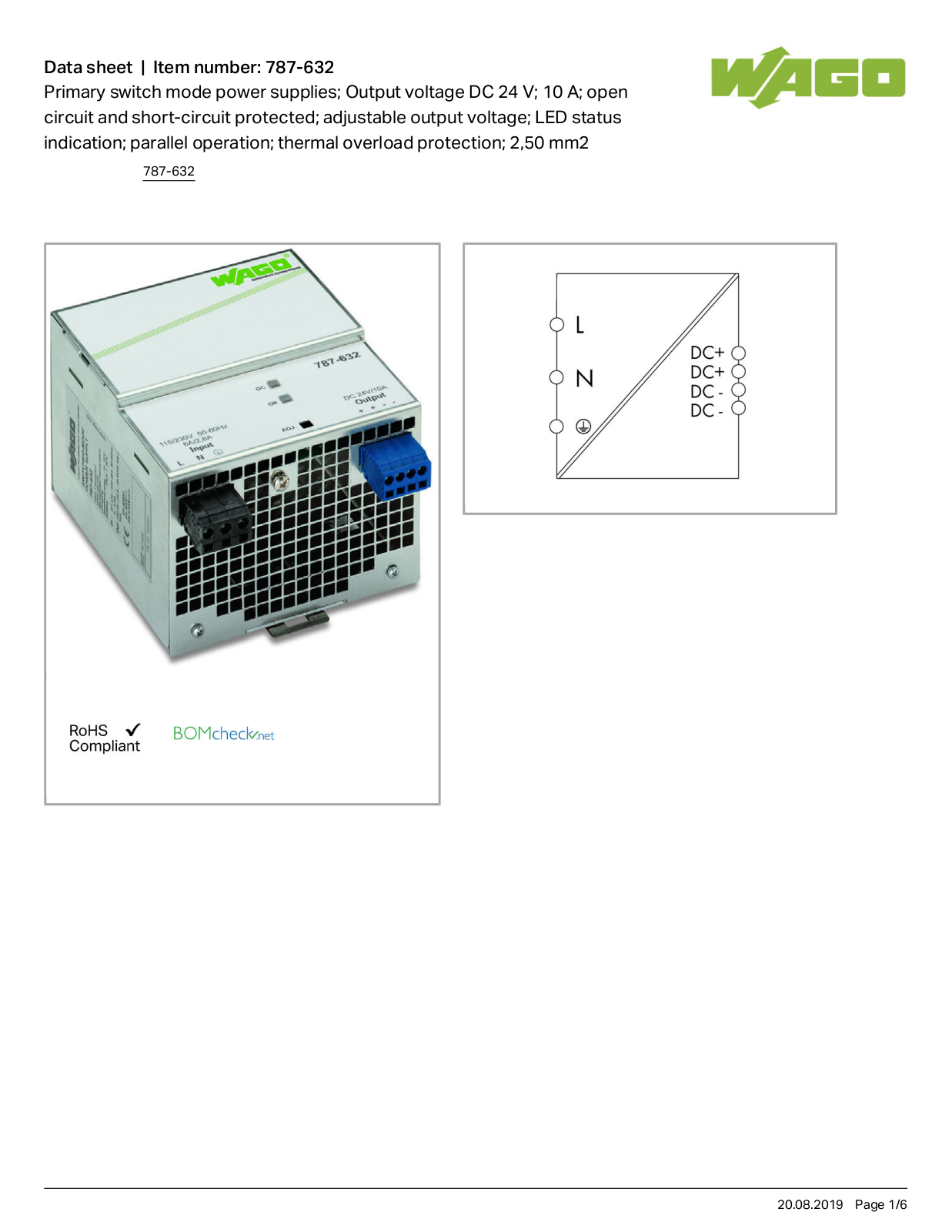 Wago 787-632 Data Sheet