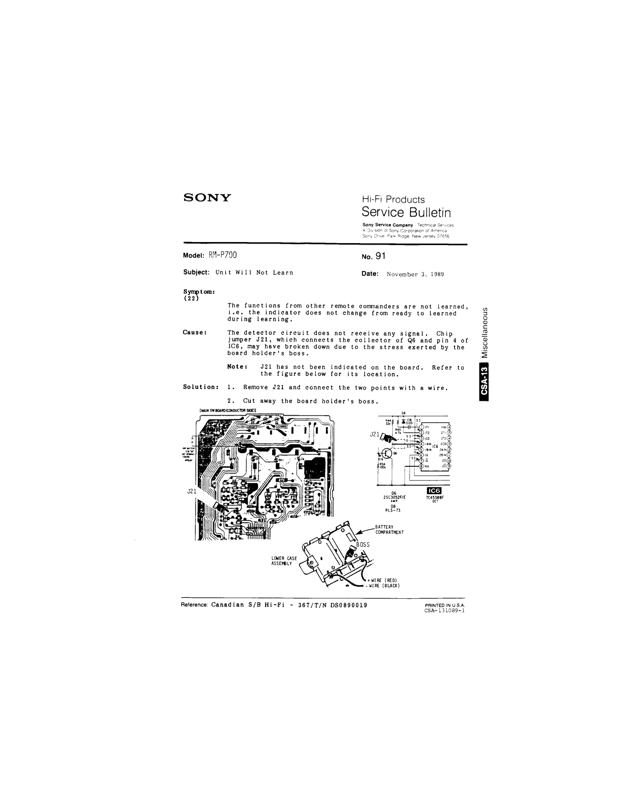 Sony RM-P700 Service Manual