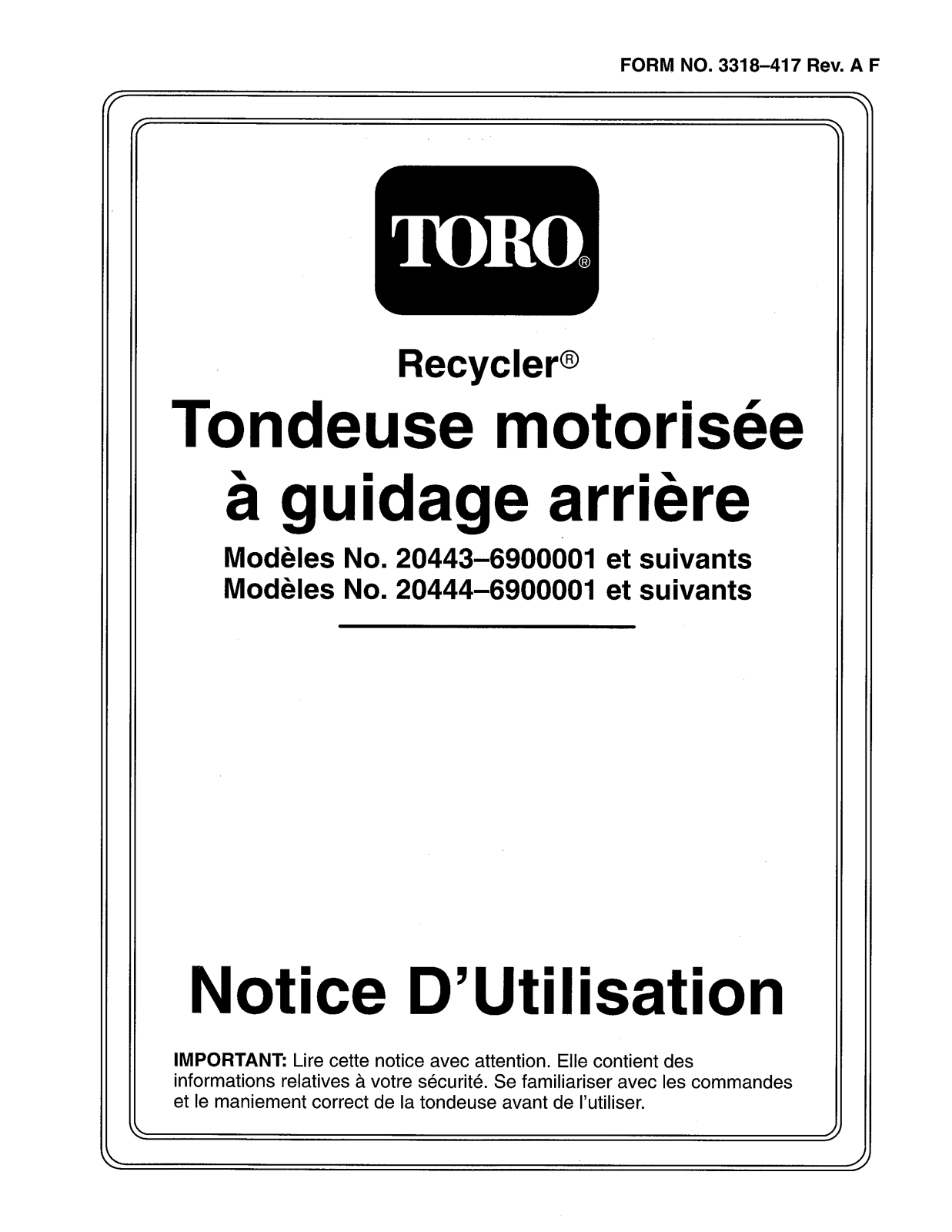 Toro 20443 Operator's Manual - ManualMachine.com