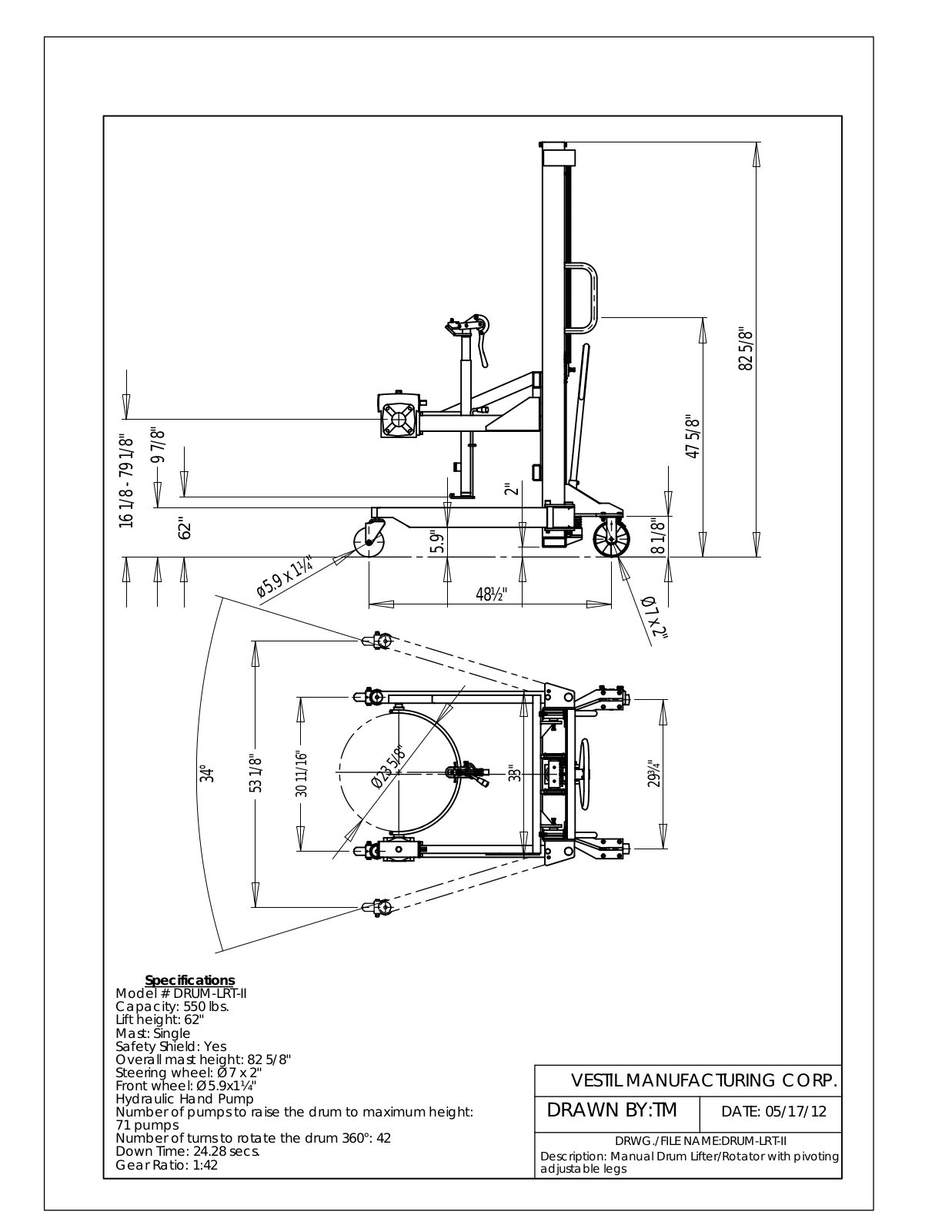 Vestil UCTW1839 Specifications - ManualMachine.com